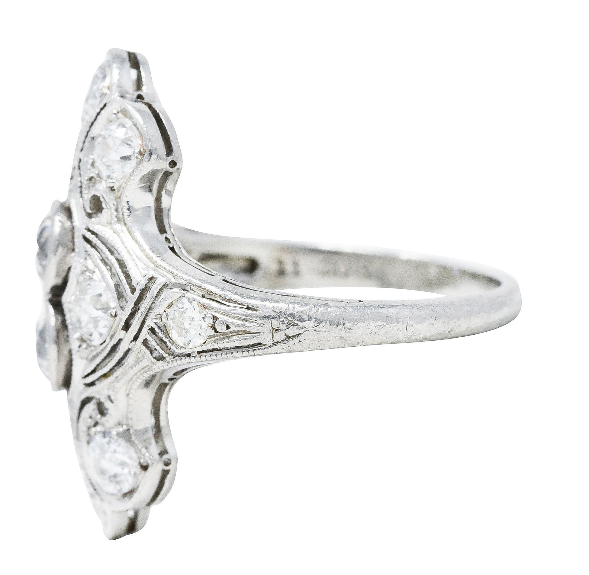 1920's Art Deco 1.50 CTW Diamond Platinum Dinner Ring Wilson's Antique & Estate Jewelry