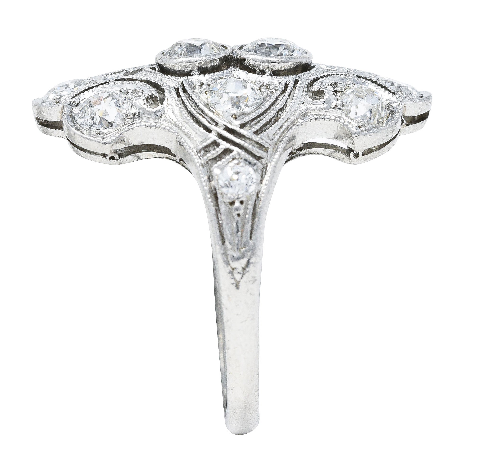 1920's Art Deco 1.50 CTW Diamond Platinum Dinner Ring Wilson's Antique & Estate Jewelry