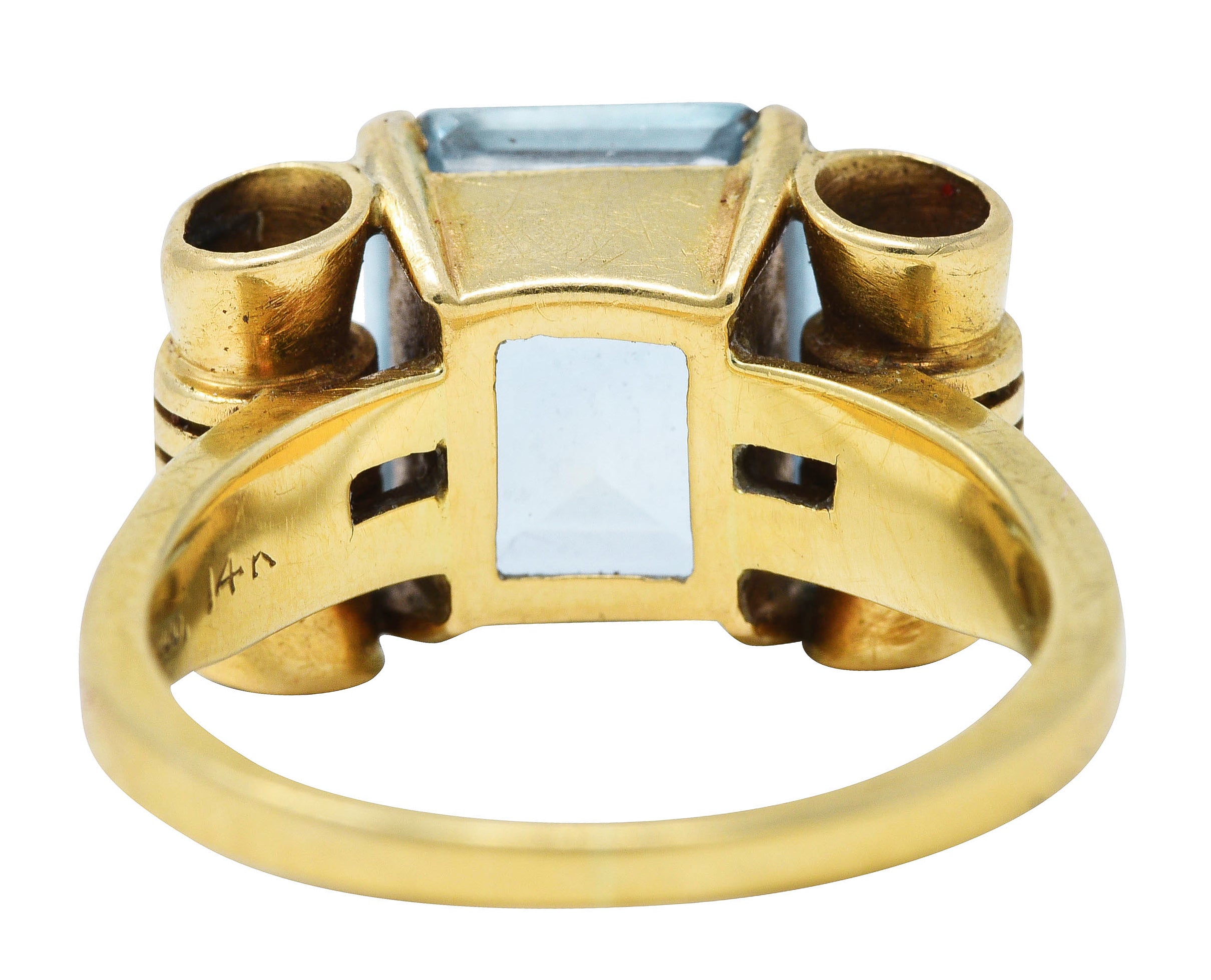 Tiffany & Co. Retro 3.70 CTW Aquamarine 14 Karat Yellow Gold Ring Wilson's Antique & Estate Jewelry