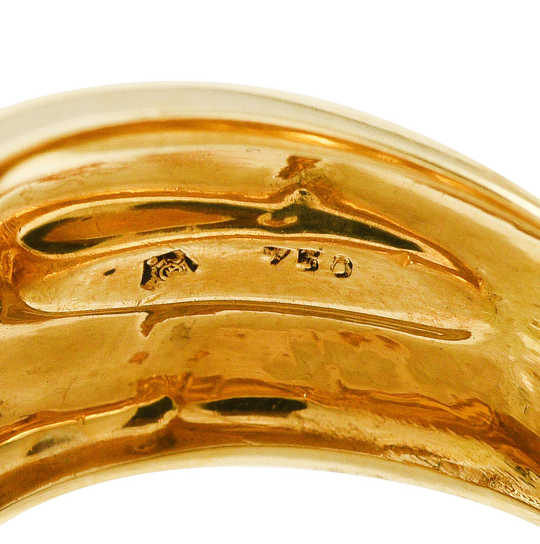 Carrera y Carrera 1990's 18 Karat Yellow Gold Repoussé Cherub Vintage Band Ring Wilson's Estate Jewelry