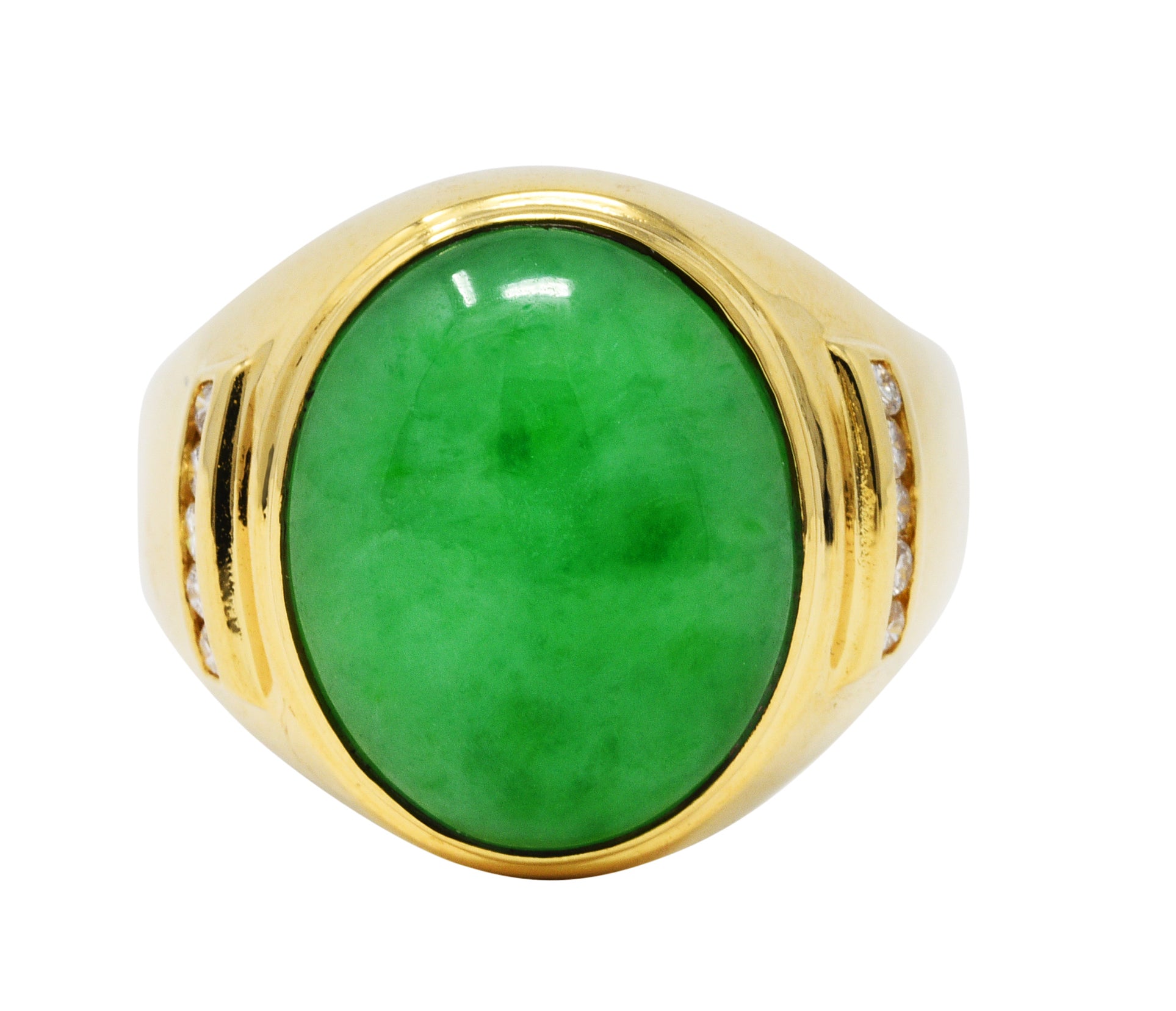 1960's Vintage Jade Diamond 18 Karat Gold Men's Gemstone RingRing - Wilson's Estate Jewelry