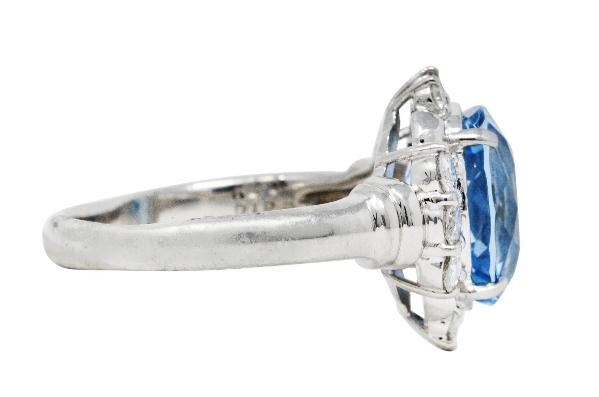 Contemporary 3.70 CTW Aquamarine Diamond Platinum Cluster RingRing - Wilson's Estate Jewelry