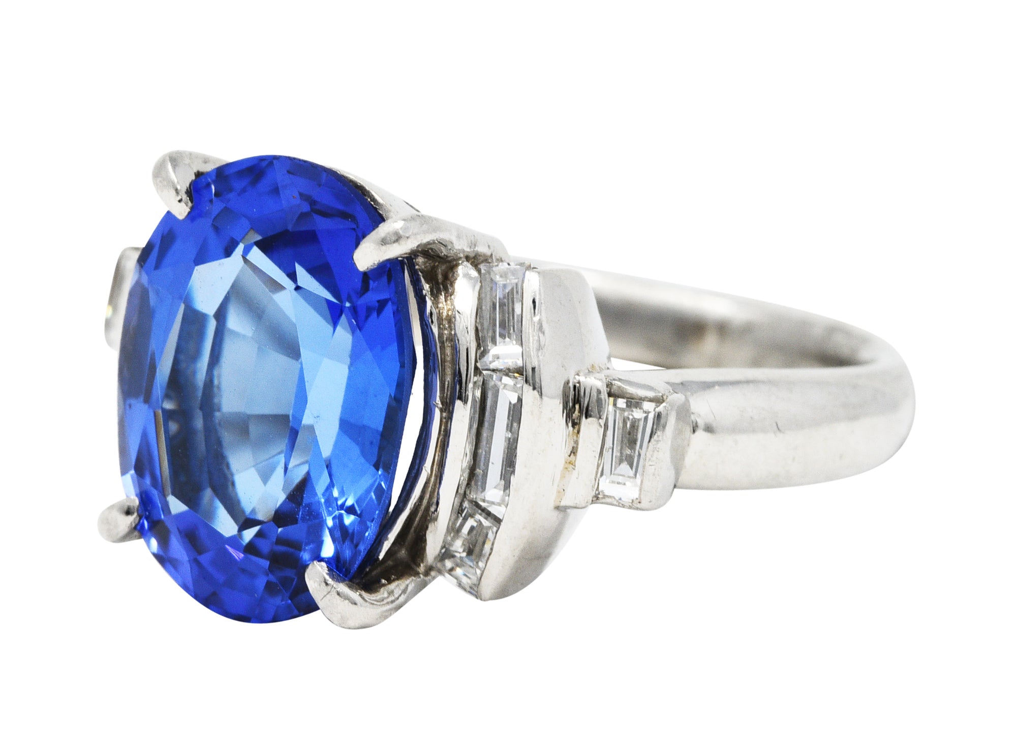 Contemporary 5.89 CTW Tanzanite Diamond Platinum Gemstone RingRing - Wilson's Estate Jewelry