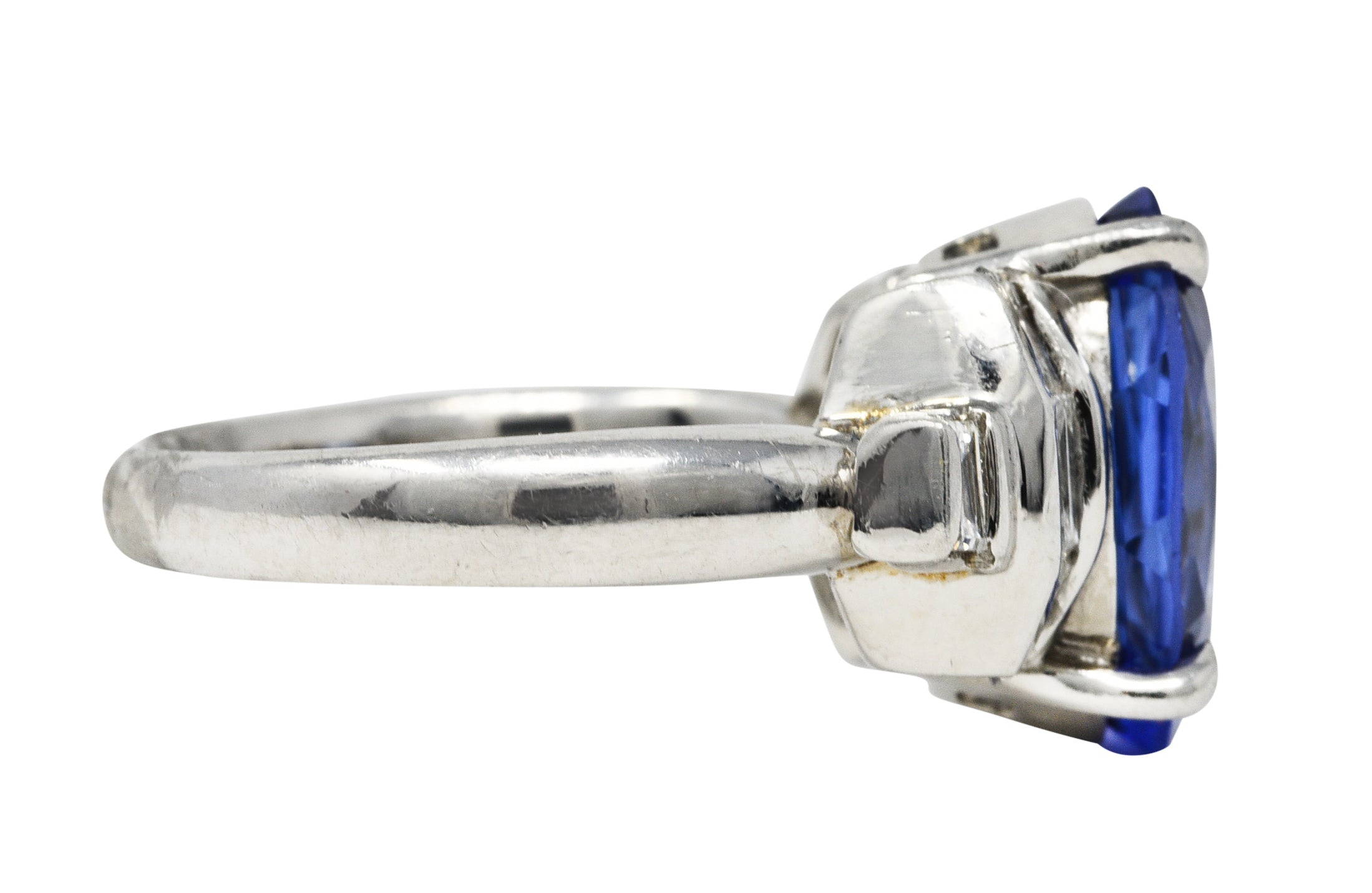 Contemporary 5.89 CTW Tanzanite Diamond Platinum Gemstone RingRing - Wilson's Estate Jewelry