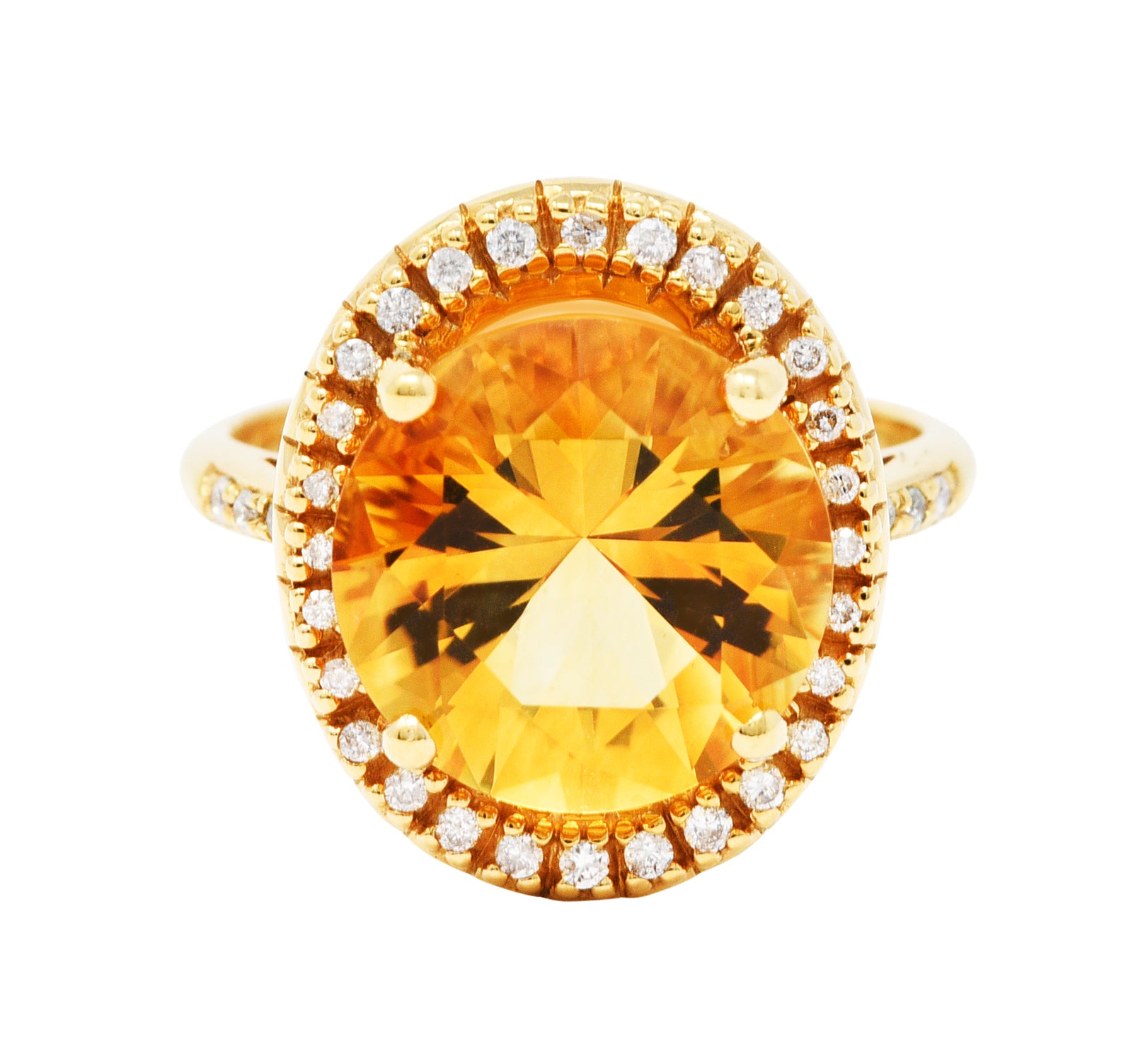 Mauboussin Citrine Diamond 18 Karat Gold Halo RingRing - Wilson's Estate Jewelry