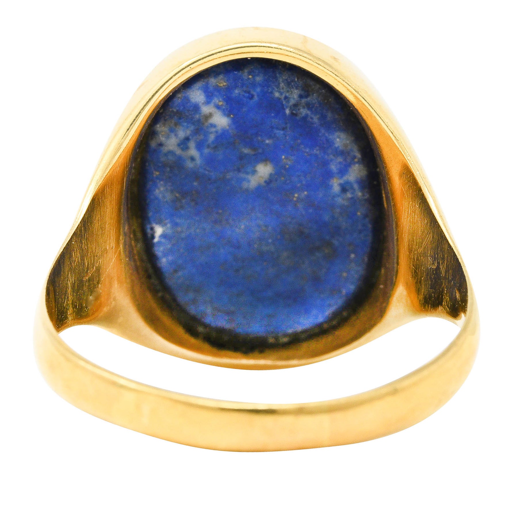 Vintage Italian Lapis Lazuli 18 Karat Yellow Gold Unisex Intaglio Signet Ring Wilson's Estate Jewelry