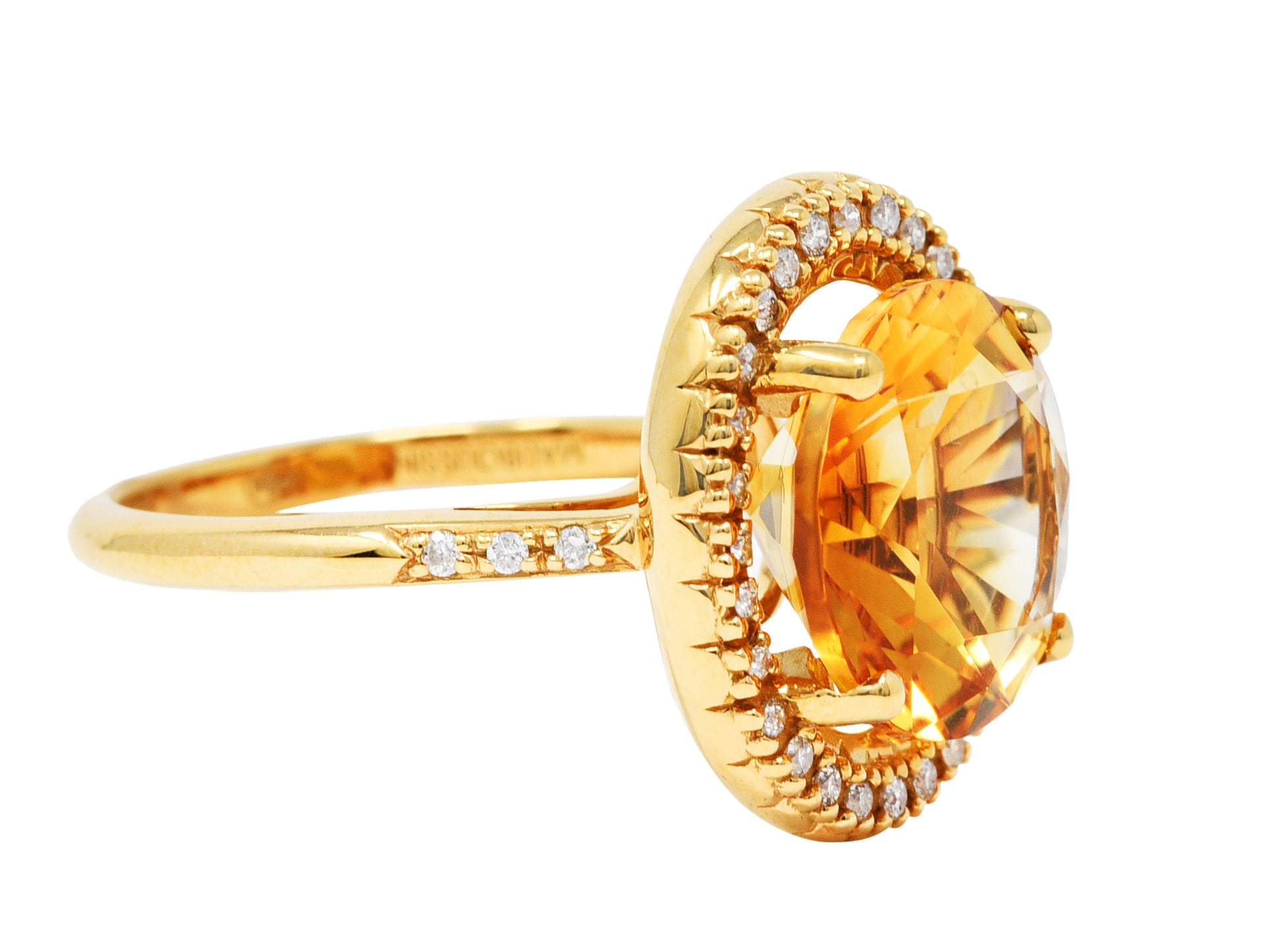 Mauboussin Citrine Diamond 18 Karat Gold Halo RingRing - Wilson's Estate Jewelry