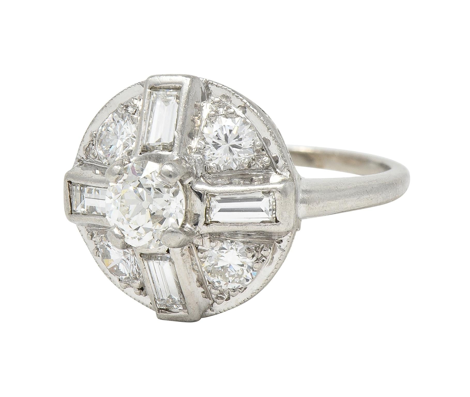 Mid-Century 1.00 CTW Diamond Platinum Vintage Circular Dinner Ring