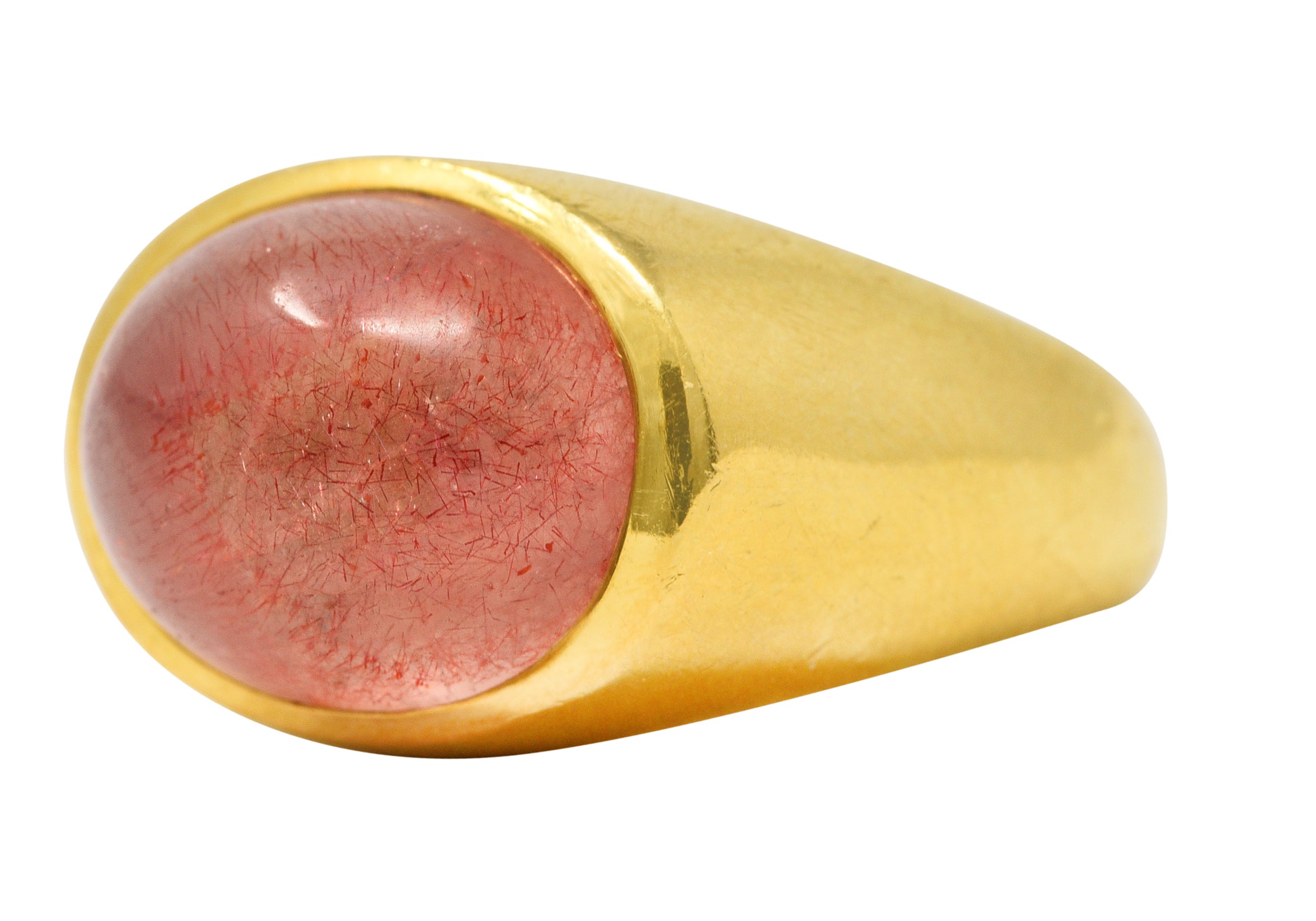 H. Stern Italian Rutilated Quartz Diamond 18 Karat Yellow Gold Gemstone Ring Wilson's Estate Jewelry