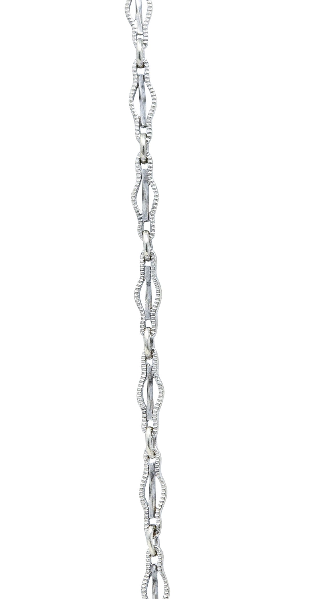 Early Art Deco 14 Karat White Gold Link Chain Necklace Circa 1920 Wilson's Estate Jewelry