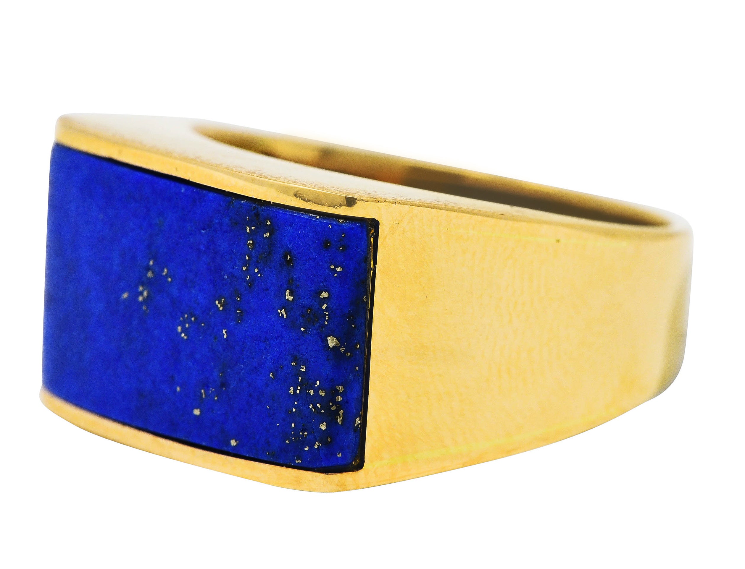 Retro Lapis Lazuli 14 Karat Yellow Gold Unisex Signet Ring Wilson's Estate Jewelry