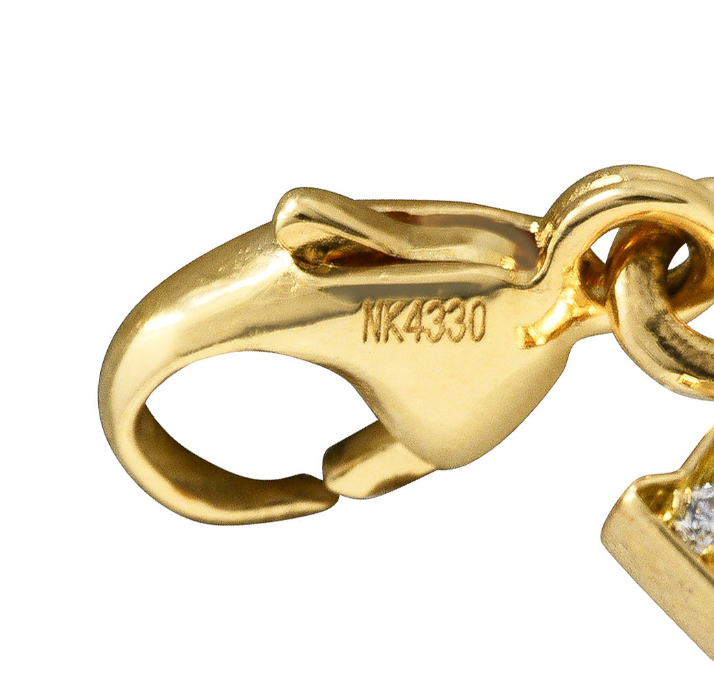 Cartier Diamond 18 Karat Yellow Gold C De Cartier Initial Logo Charm Wilson's Estate Jewelry