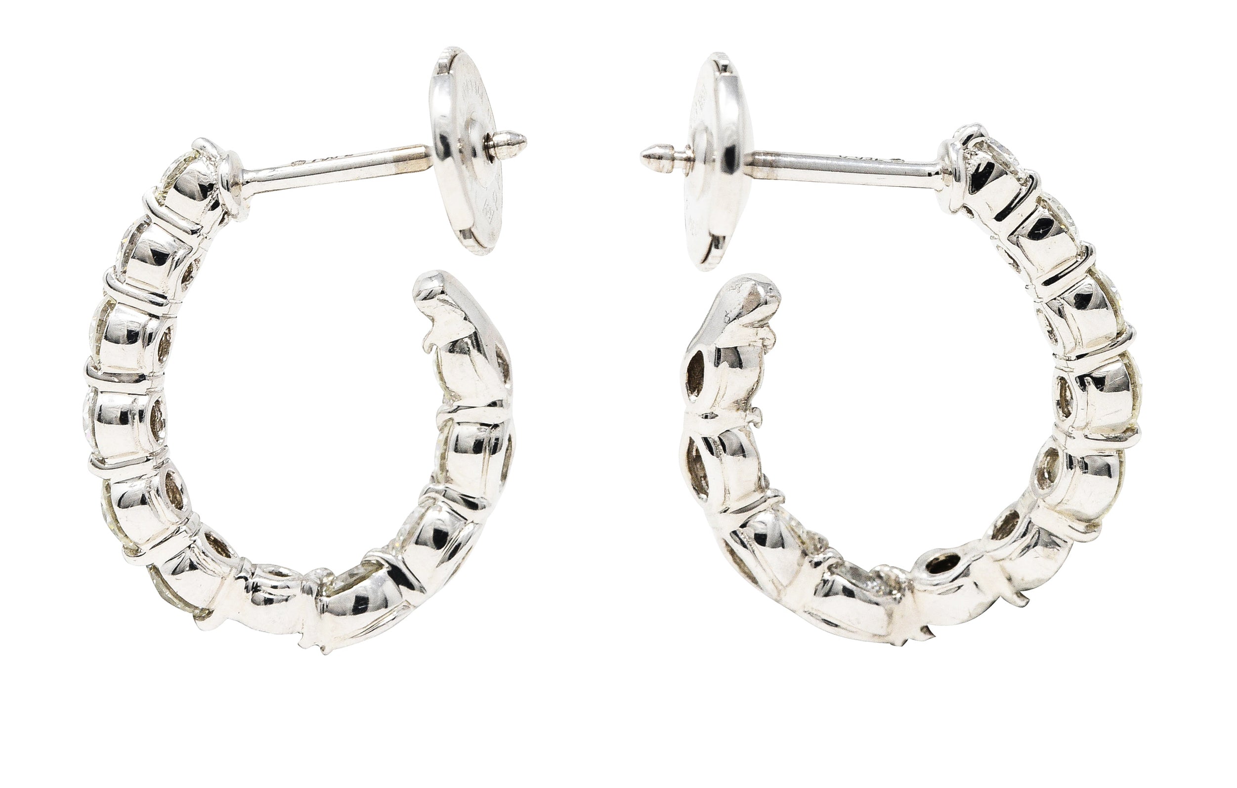 Modern 2.00 CTW Diamond 18 Karat White Gold Half Hoop Earrings Wilson's Estate Jewelry