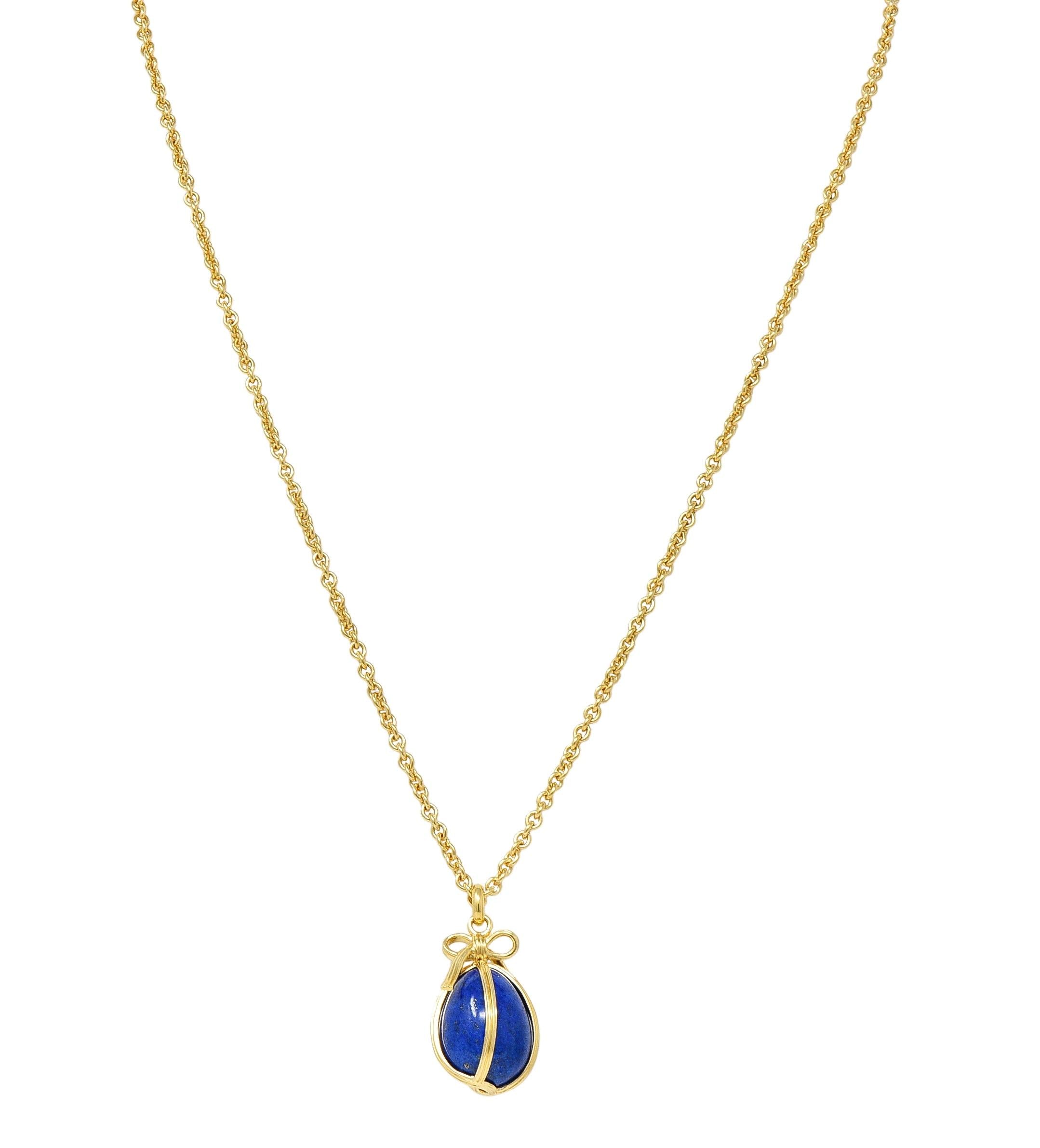 Jean Schlumberger Tiffany & Co. 1970's Lapis Lazuli 18 Karat Gold Egg Necklace