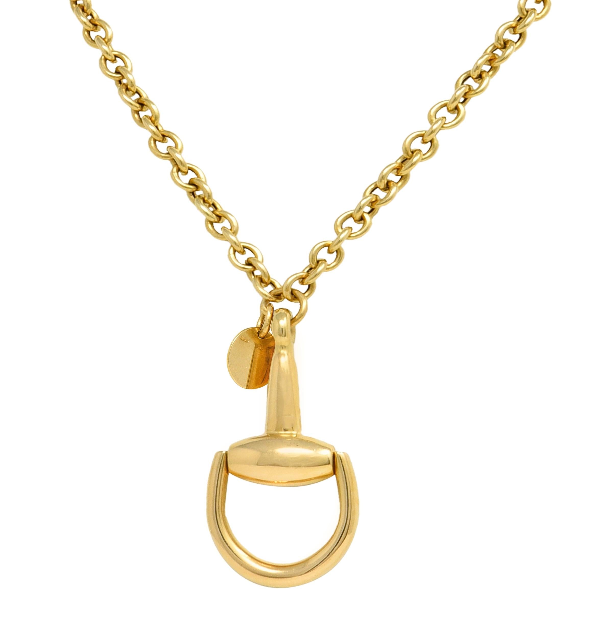 Gucci 18 Karat Yellow Gold Horsebit Pendant Vintage Necklace