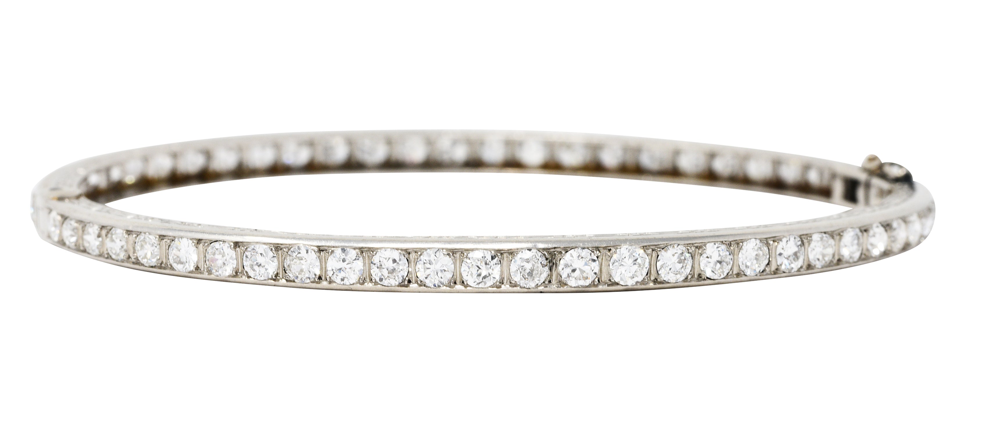 French Art Deco Diamond Platinum Bangle Braceletbracelet - Wilson's Estate Jewelry