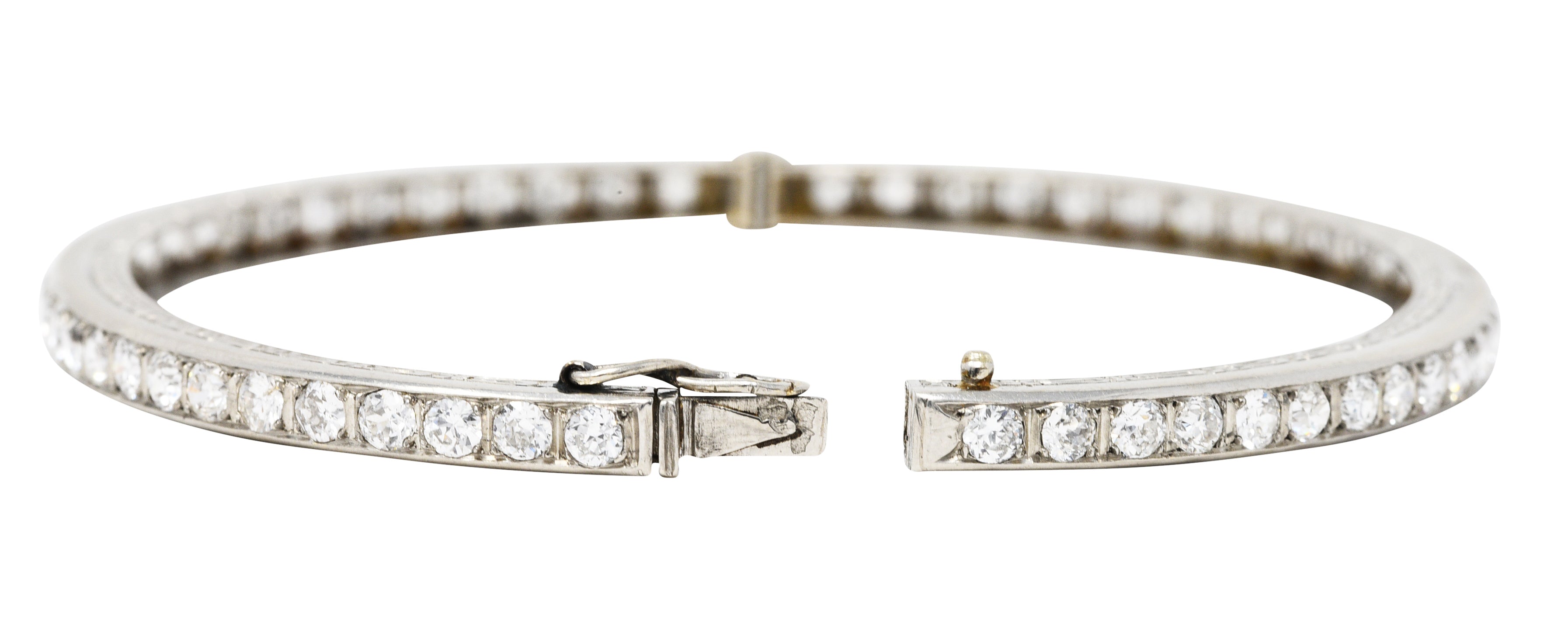 French Art Deco Diamond Platinum Bangle Braceletbracelet - Wilson's Estate Jewelry