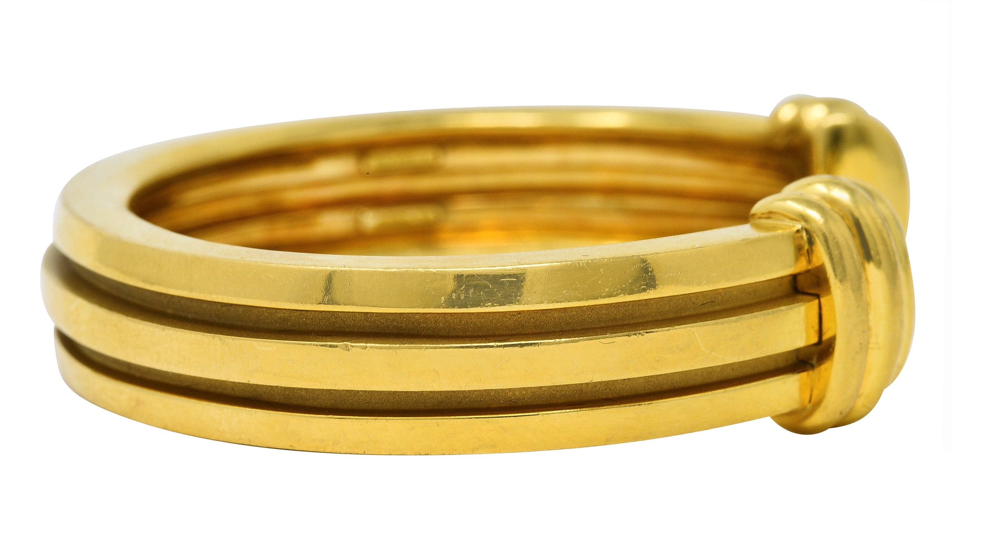 Tiffany & Co. Vintage 18 Karat Yellow Gold Grooved Atlas Cuff Bracelet Wilson's Estate Jewelry