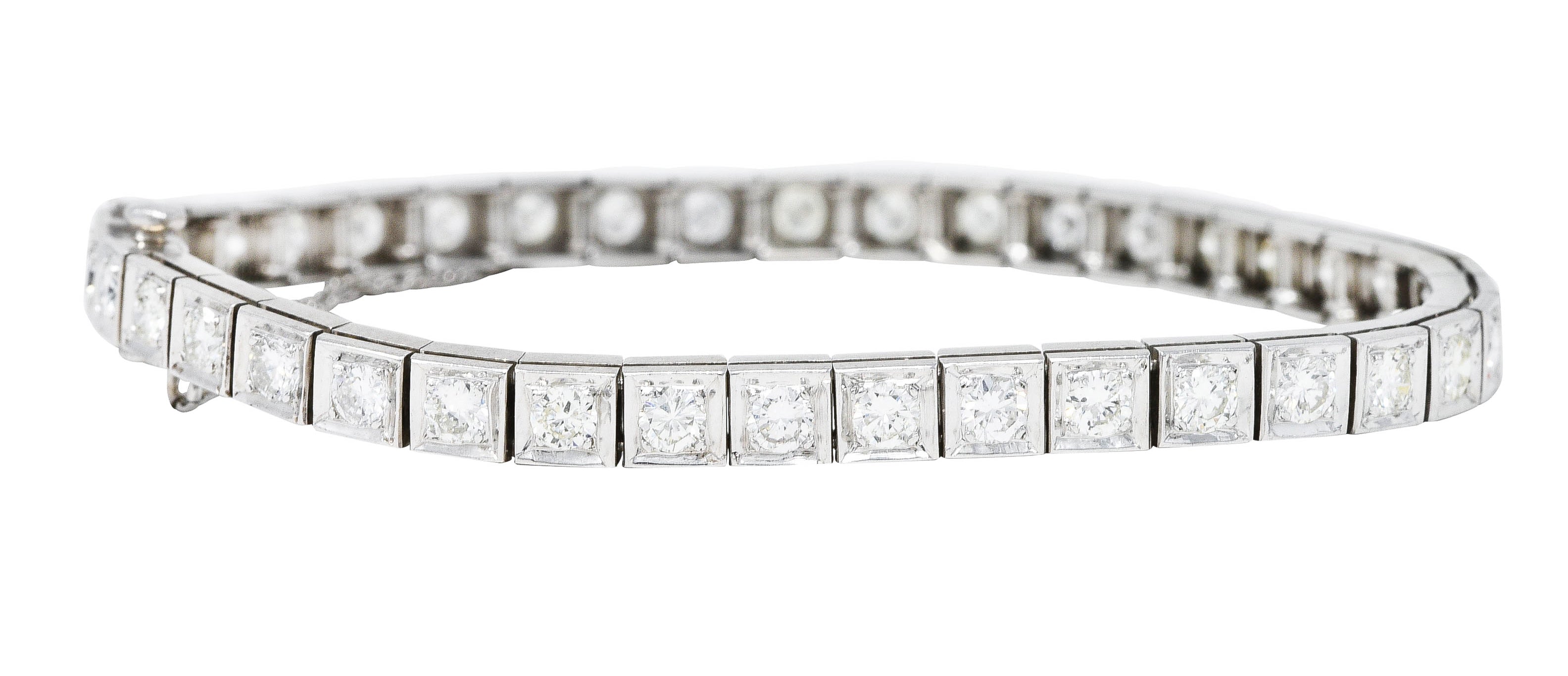 1950’s 4.00 CTW 14 Karat White Gold Line Bracelet Wilson's Estate Jewelry