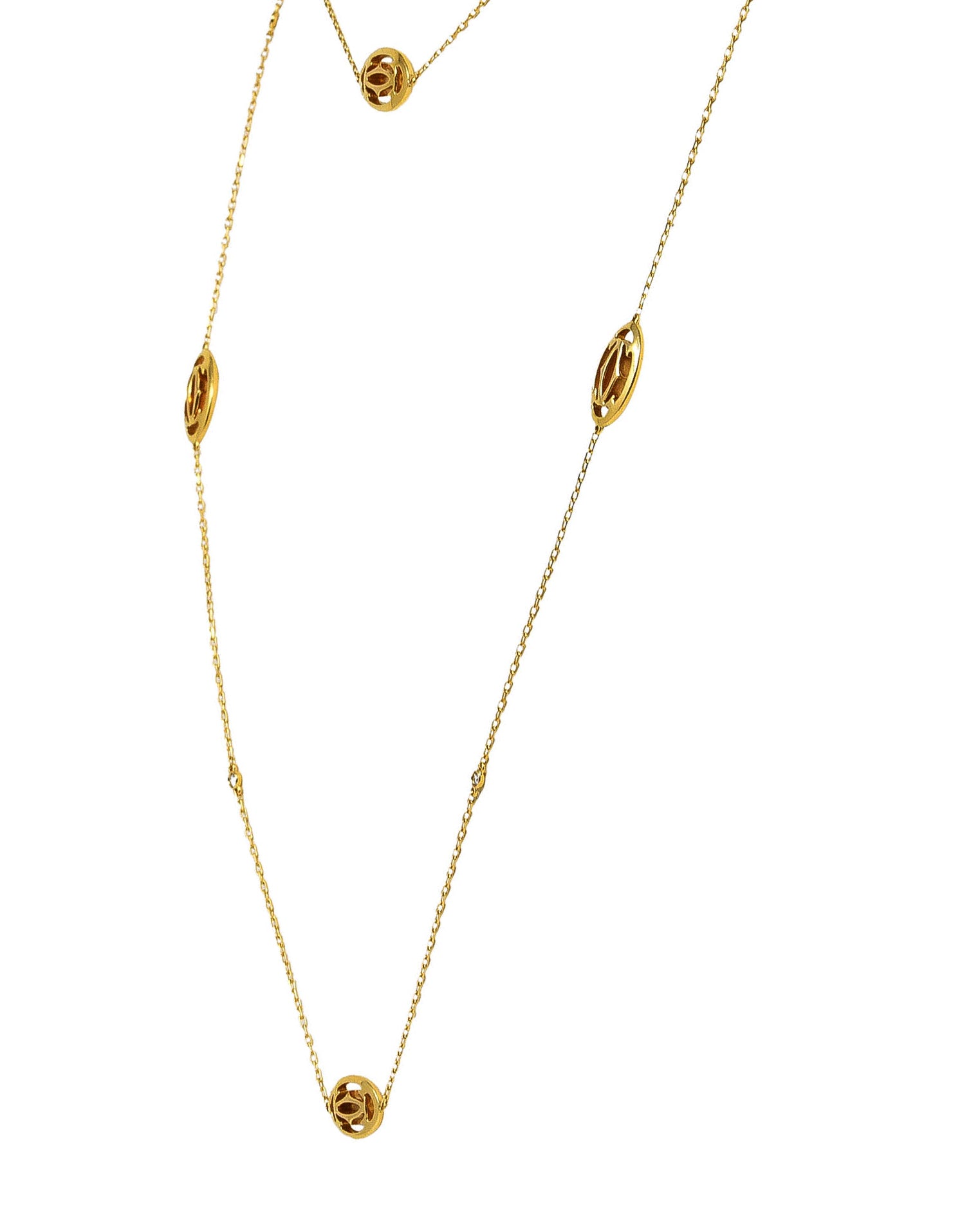 Cartier Diamond 18 Karat Yellow Gold C De Cartier Station Necklace Wilson's Estate Jewelry