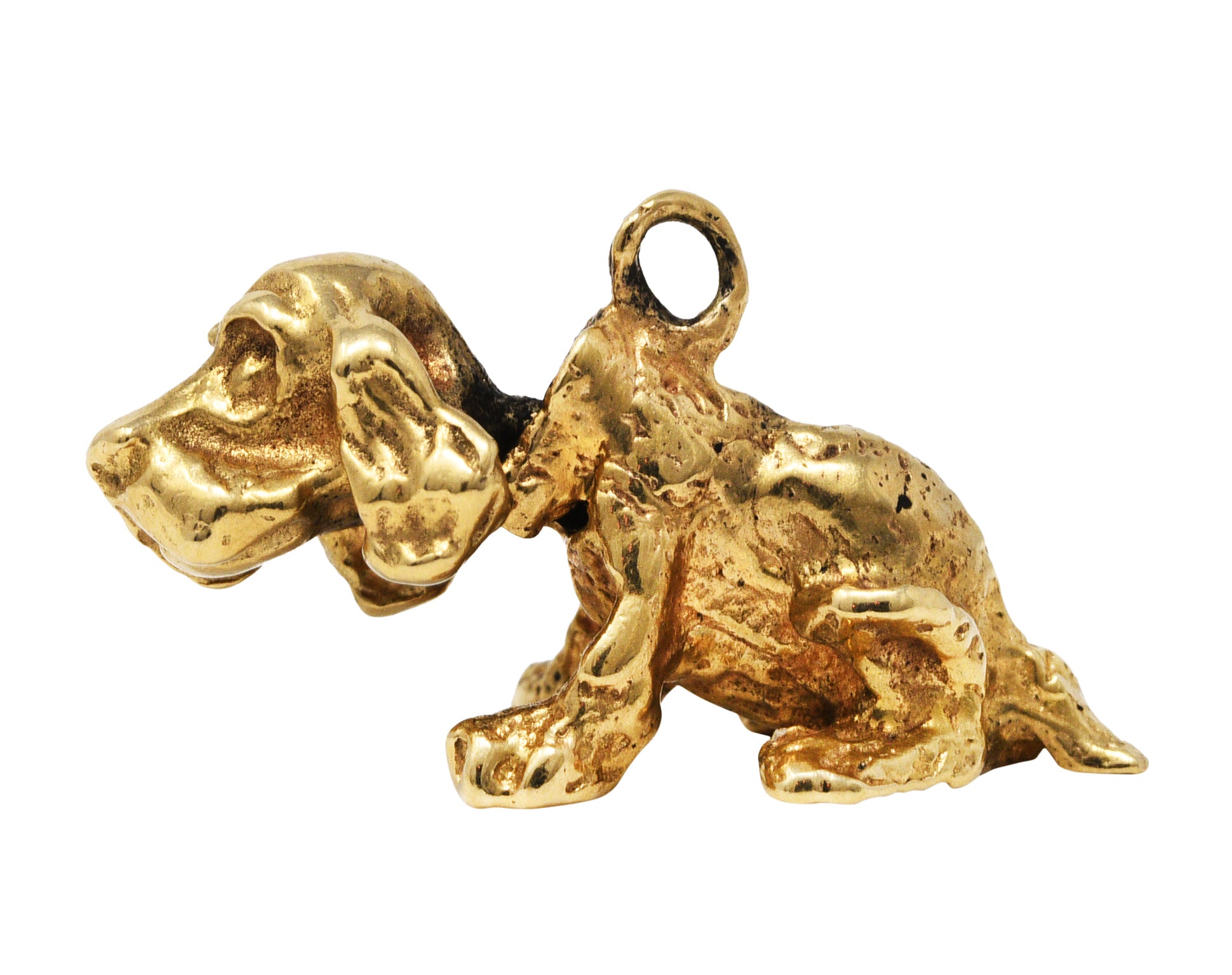 Retro 14 Karat Gold Cocker Spaniel Dog Bobble Head Charmcharm - Wilson's Estate Jewelry