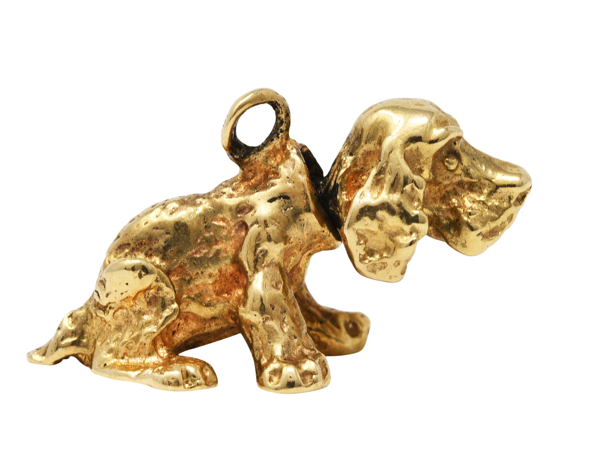 Retro 14 Karat Gold Cocker Spaniel Dog Bobble Head Charmcharm - Wilson's Estate Jewelry