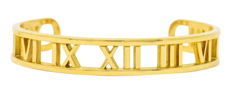 Tiffany & Co. Atlas 18k Yellow Gold Roman Numeral Cuff Bracelet