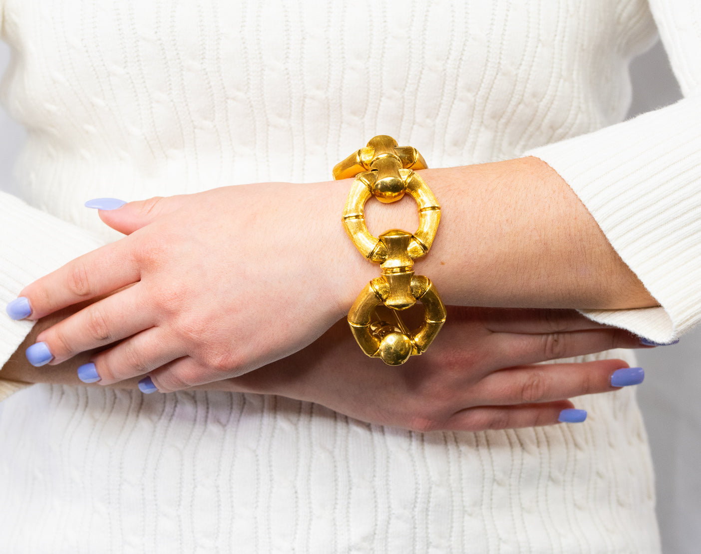 1970's Italian Vintage 18 Karat Gold Bamboo Link Braceletbracelet - Wilson's Estate Jewelry