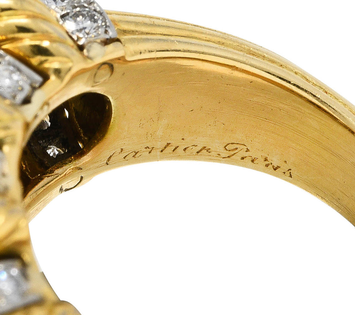 Cartier Paris Vintage Diamond 18 Karat Two-Tone Gold Puffy Cocktail Ring Wilson's Estate Jewelry