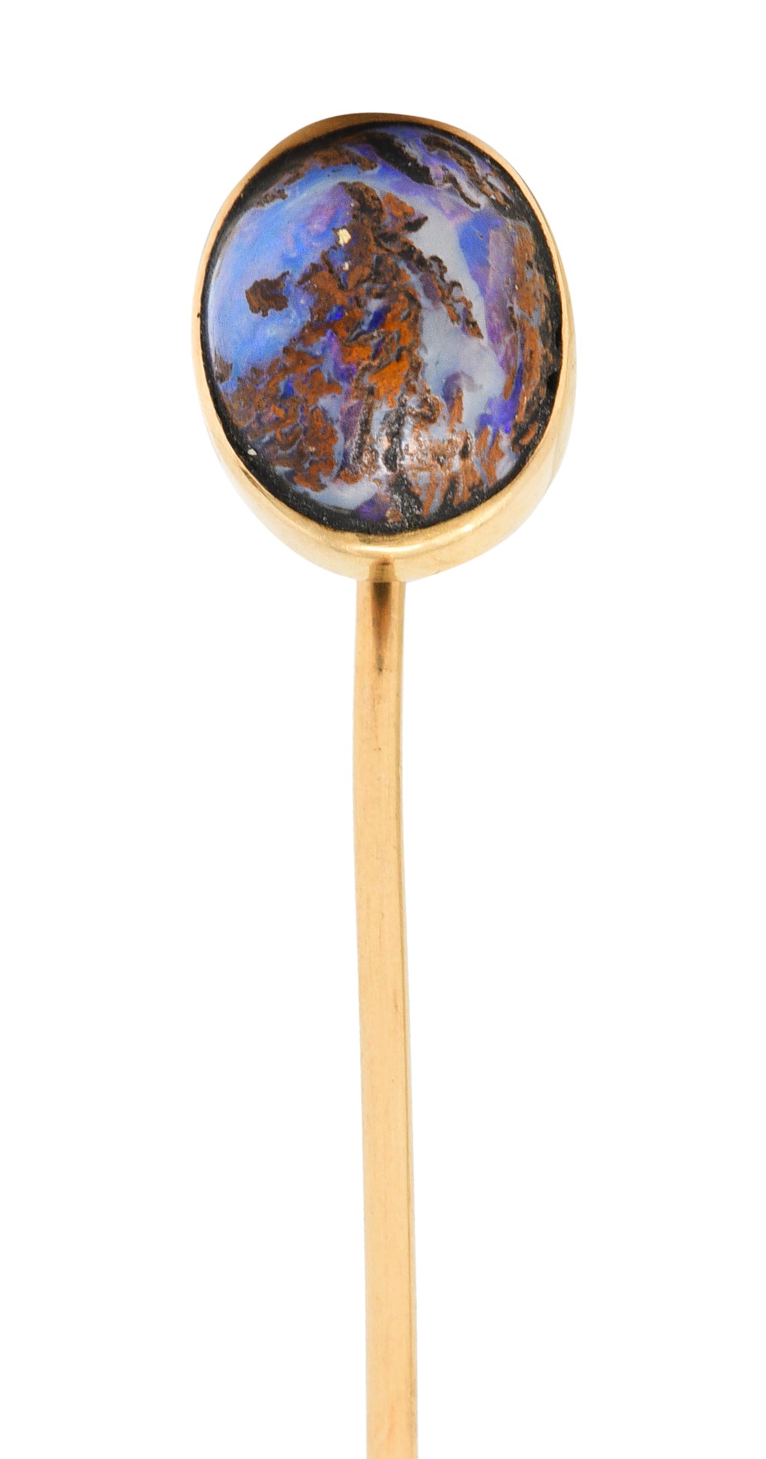 Victorian Boulder Opal Cabochon 14 Karat Gold StickpinStick Pin - Wilson's Estate Jewelry