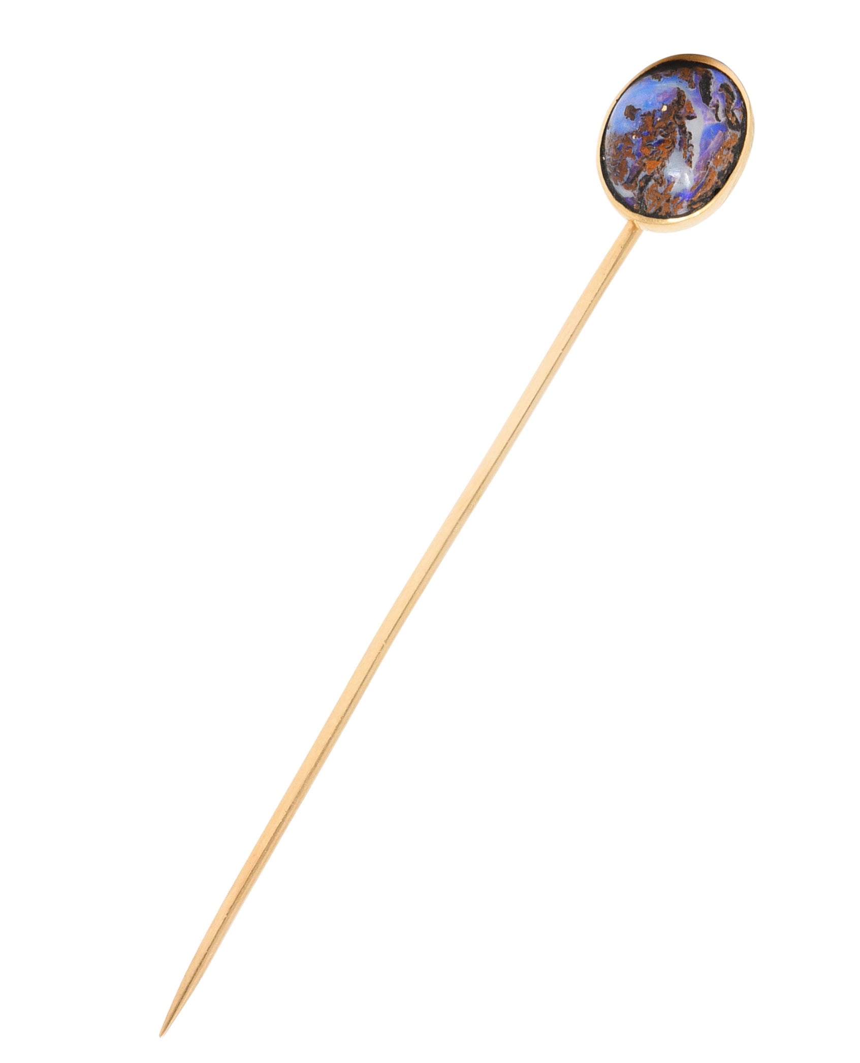 Victorian Boulder Opal Cabochon 14 Karat Gold StickpinStick Pin - Wilson's Estate Jewelry