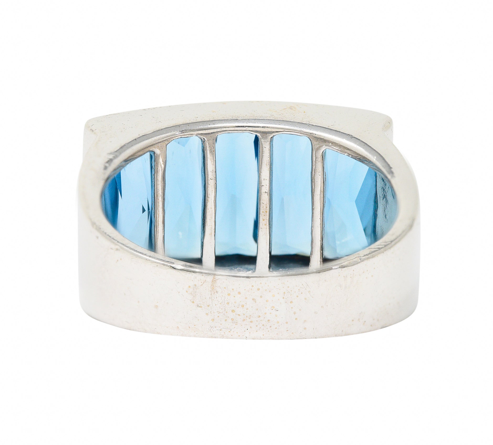 .11111 Contemporary 5.00 CTW French Cut Topaz 18 Karat White Gold Channel Band Ring Wilson's Estate Jewelry