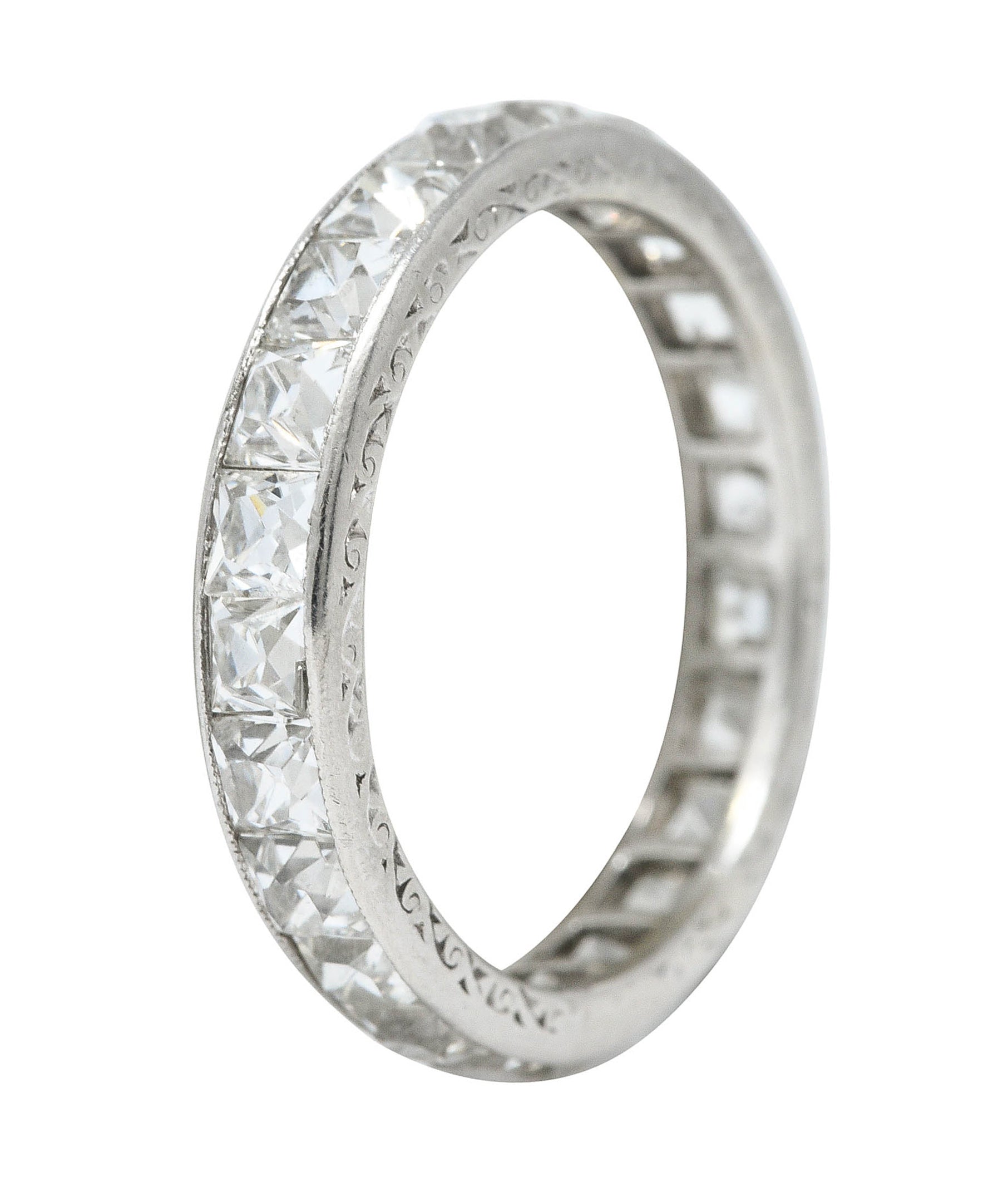 Art Deco 2.70 CTW French Cut Diamond Platinum Eternity Band RingRing - Wilson's Estate Jewelry