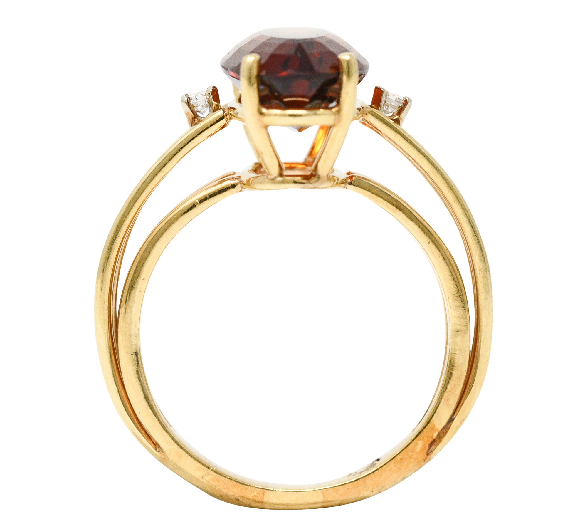 Mid-Century 4.68 CTW Oval Cut Citrine Diamond 14 Karat Yellow Gold Wire Vintage Cocktail Ring Wilson's Estate Jewelry