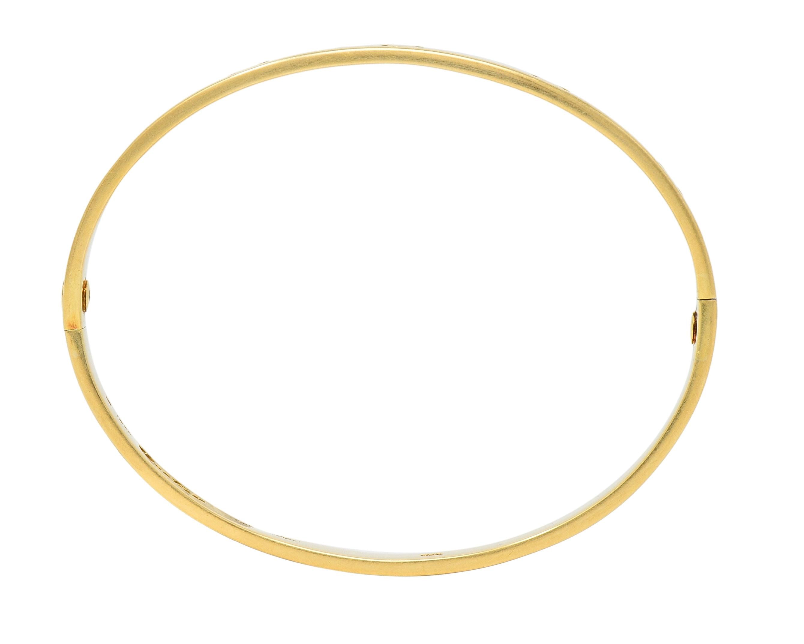 Cartier Aldo Cipullo 1970s 18 Karat Yellow Gold Love Bangle Bracelet