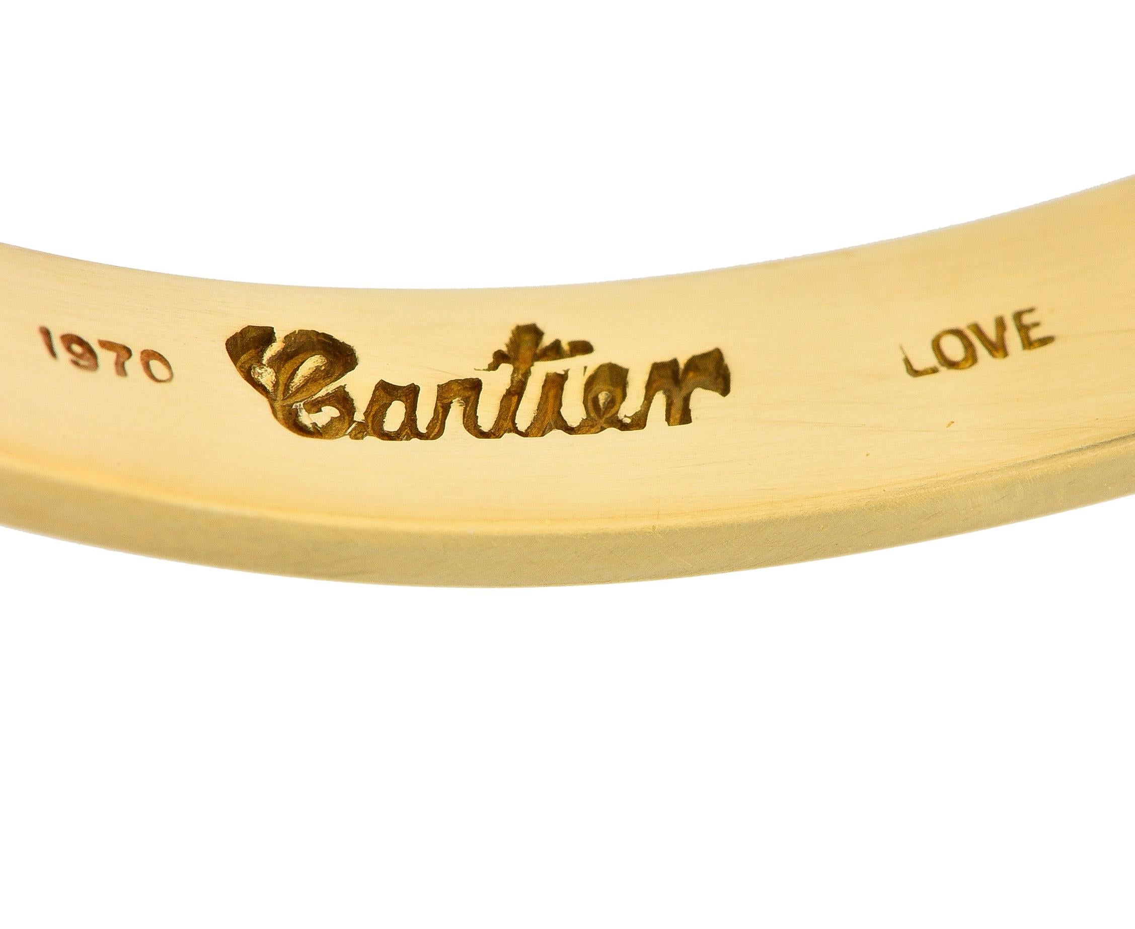 Cartier Aldo Cipullo 1970s 18 Karat Yellow Gold Love Bangle Bracelet