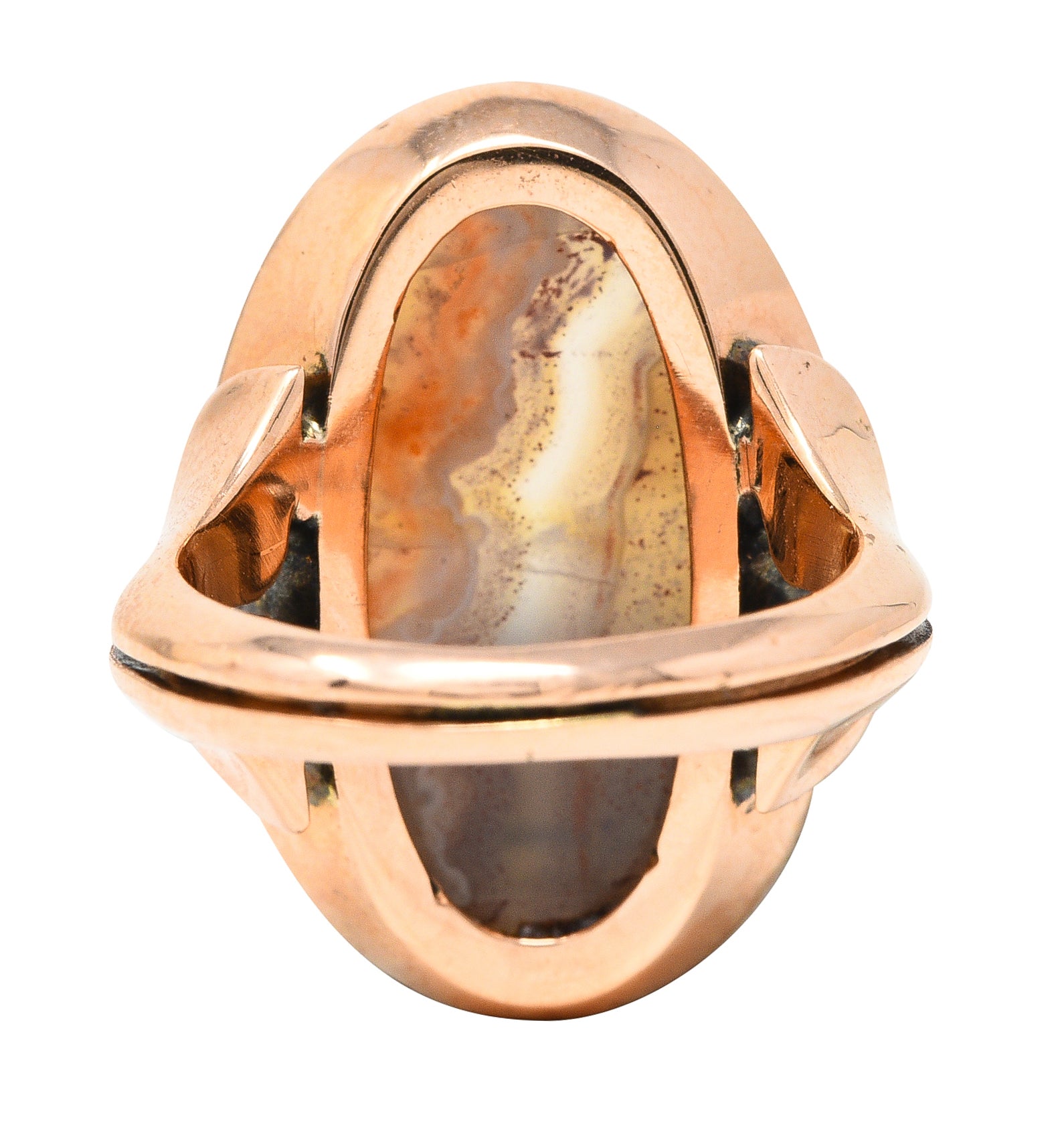 Victorian Agate 14 Karat Rose Gold Signet Antique Ring Wilson's Estate Jewelry