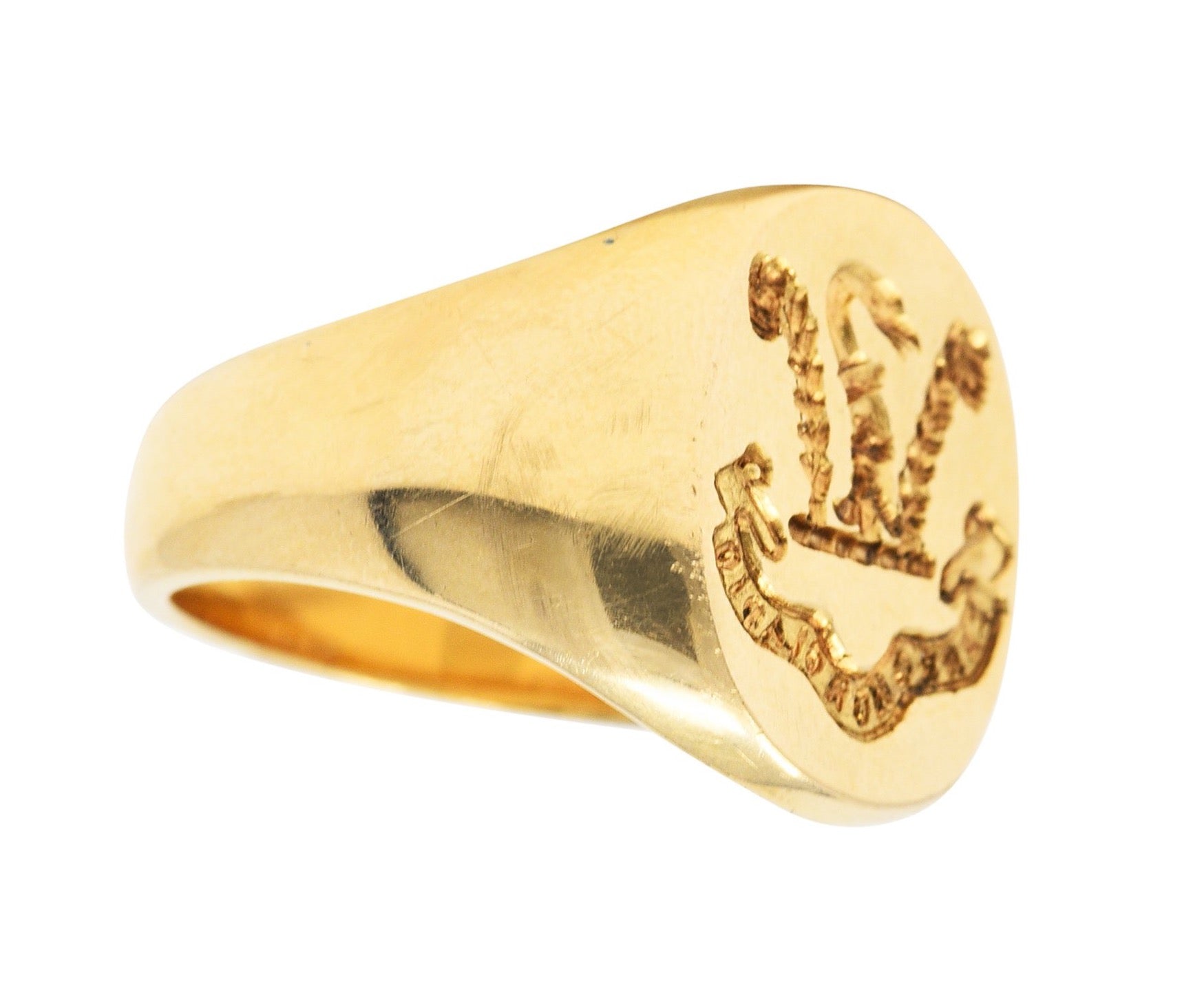 Tiffany & Co. Retro 14 Karat Gold Heraldry Swan Unisex Signet RingRing - Wilson's Estate Jewelry