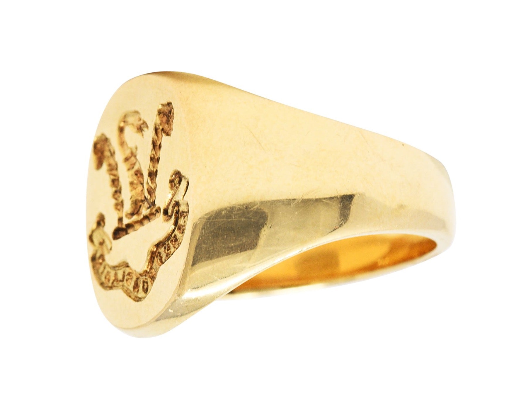 Tiffany & Co. Retro 14 Karat Gold Heraldry Swan Unisex Signet RingRing - Wilson's Estate Jewelry