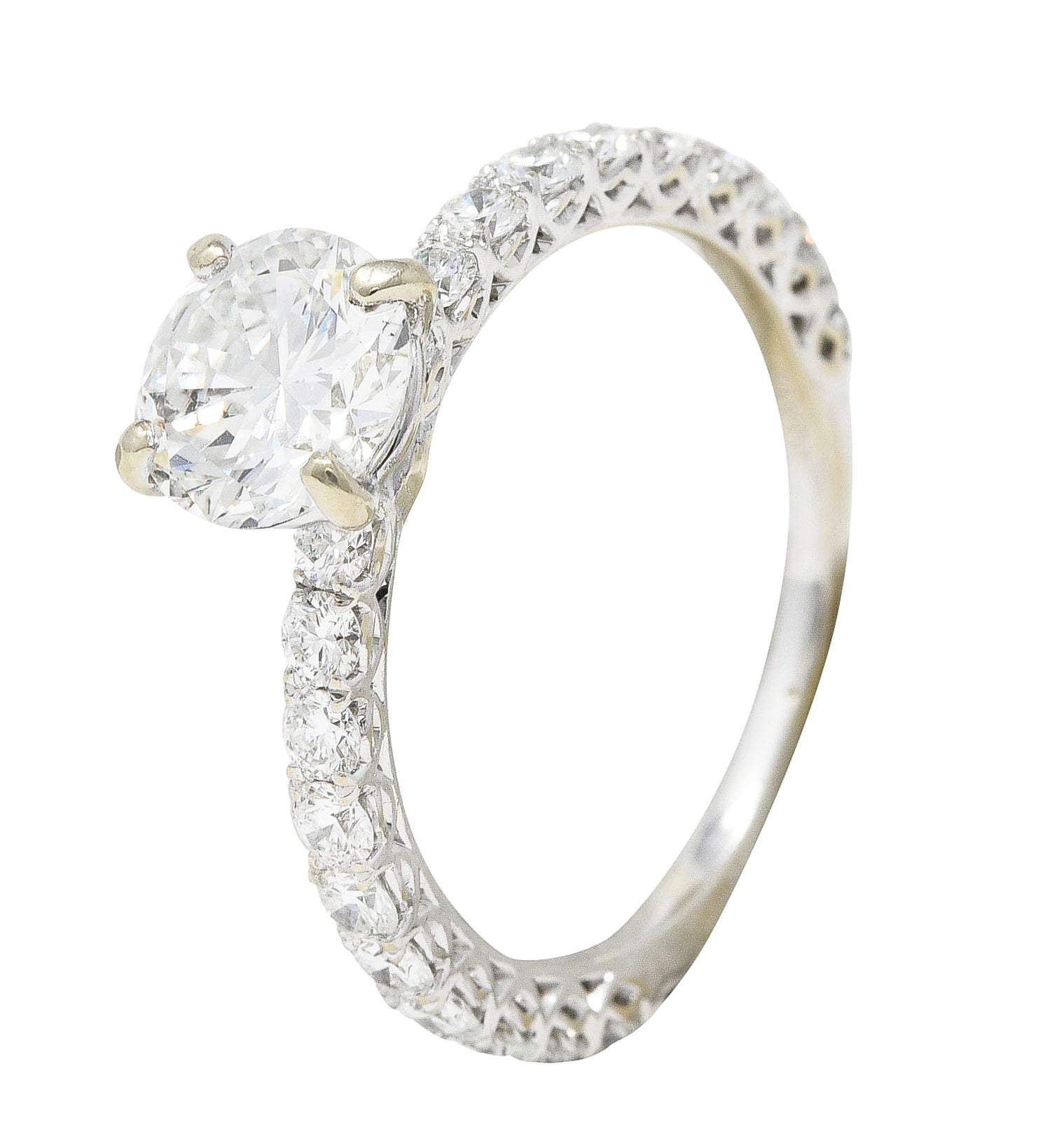 Contemporary 1.86 CTW Round Diamond 18 Karat White Gold Engagement Ring GIA Wilson's Estate Jewelry