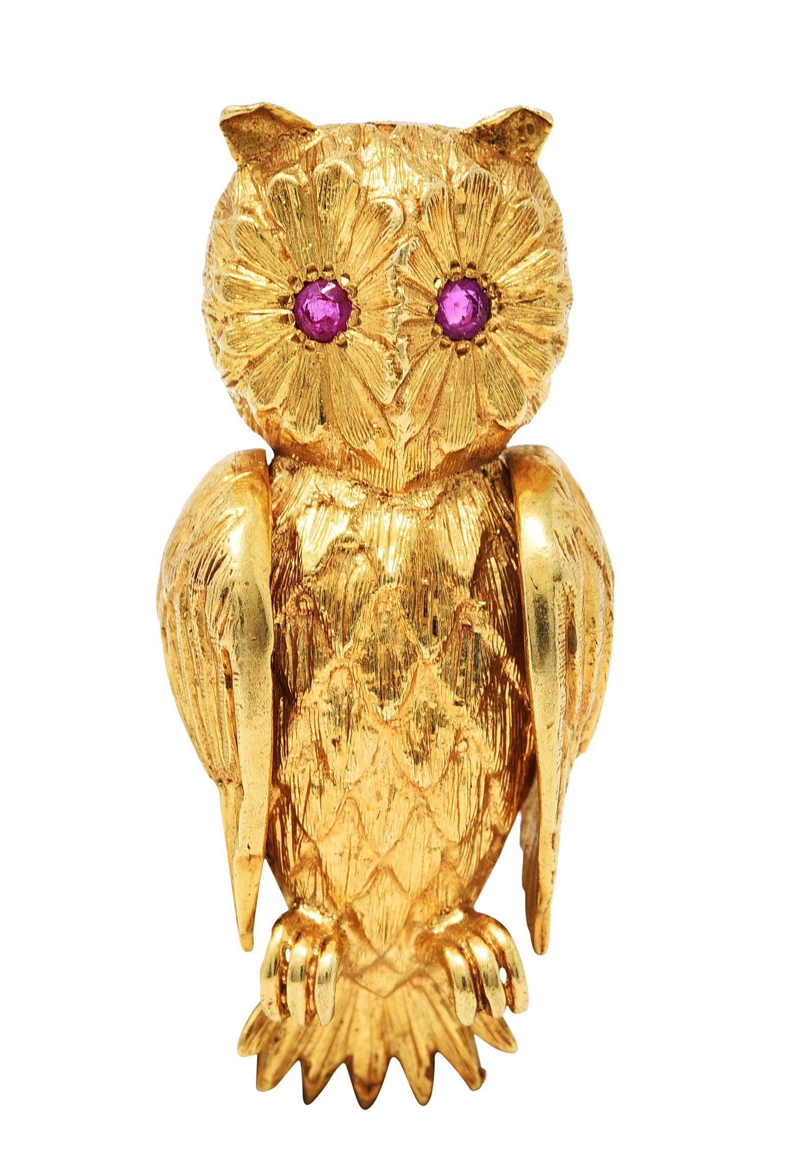 1960's Vintage Ruby 14 Karat Yellow Gold Owl BroochBrooch - Wilson's Estate Jewelry