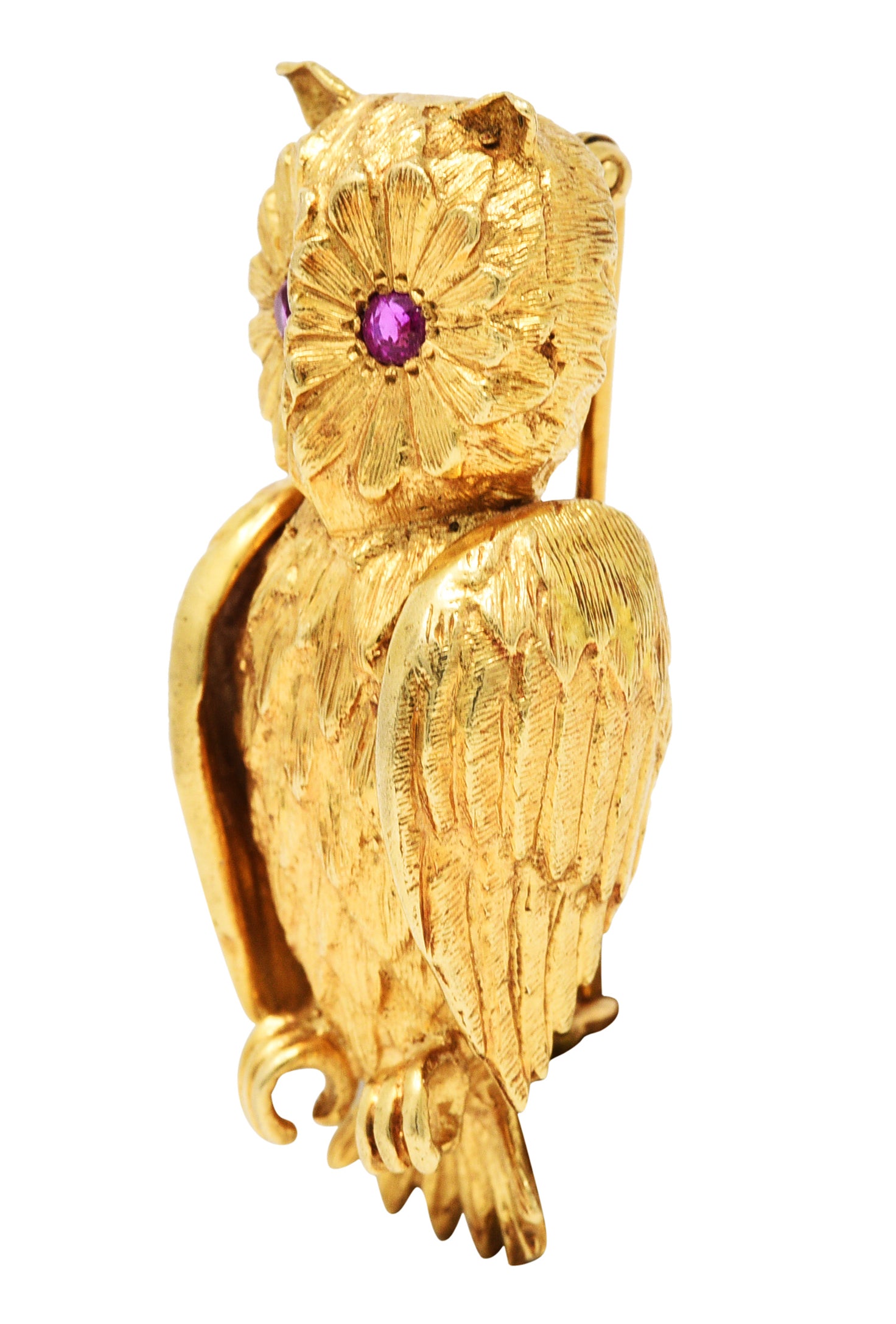 1960's Vintage Ruby 14 Karat Yellow Gold Owl BroochBrooch - Wilson's Estate Jewelry