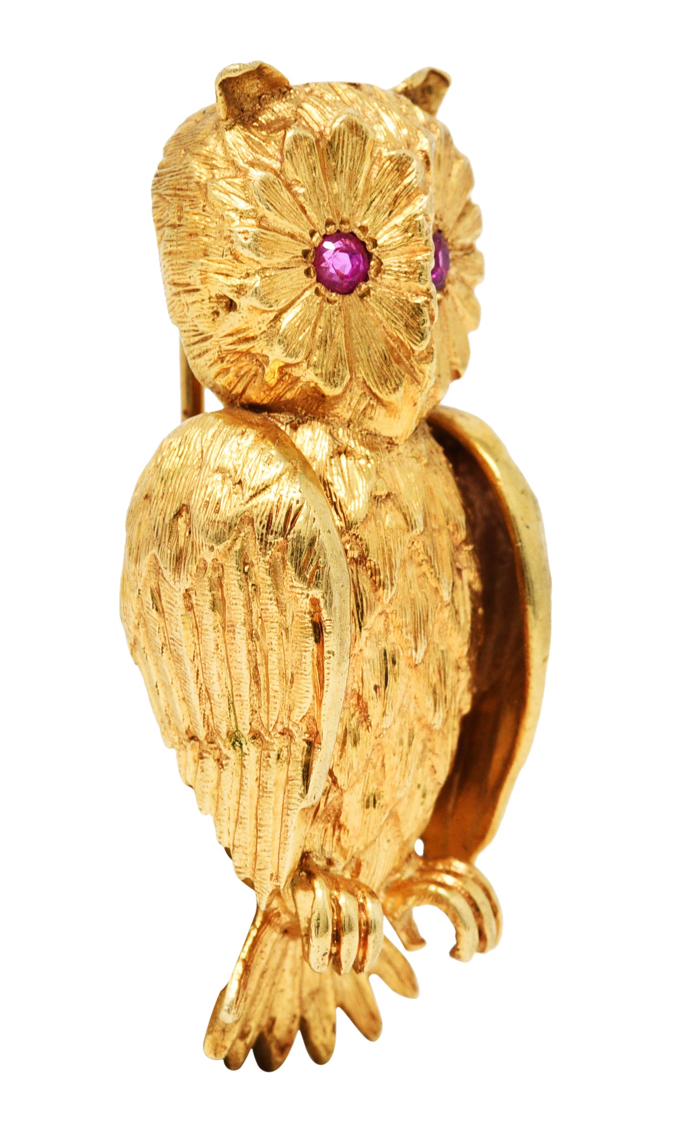 1960's Vintage Ruby 14 Karat Yellow Gold Owl BroochBrooch - Wilson's Estate Jewelry