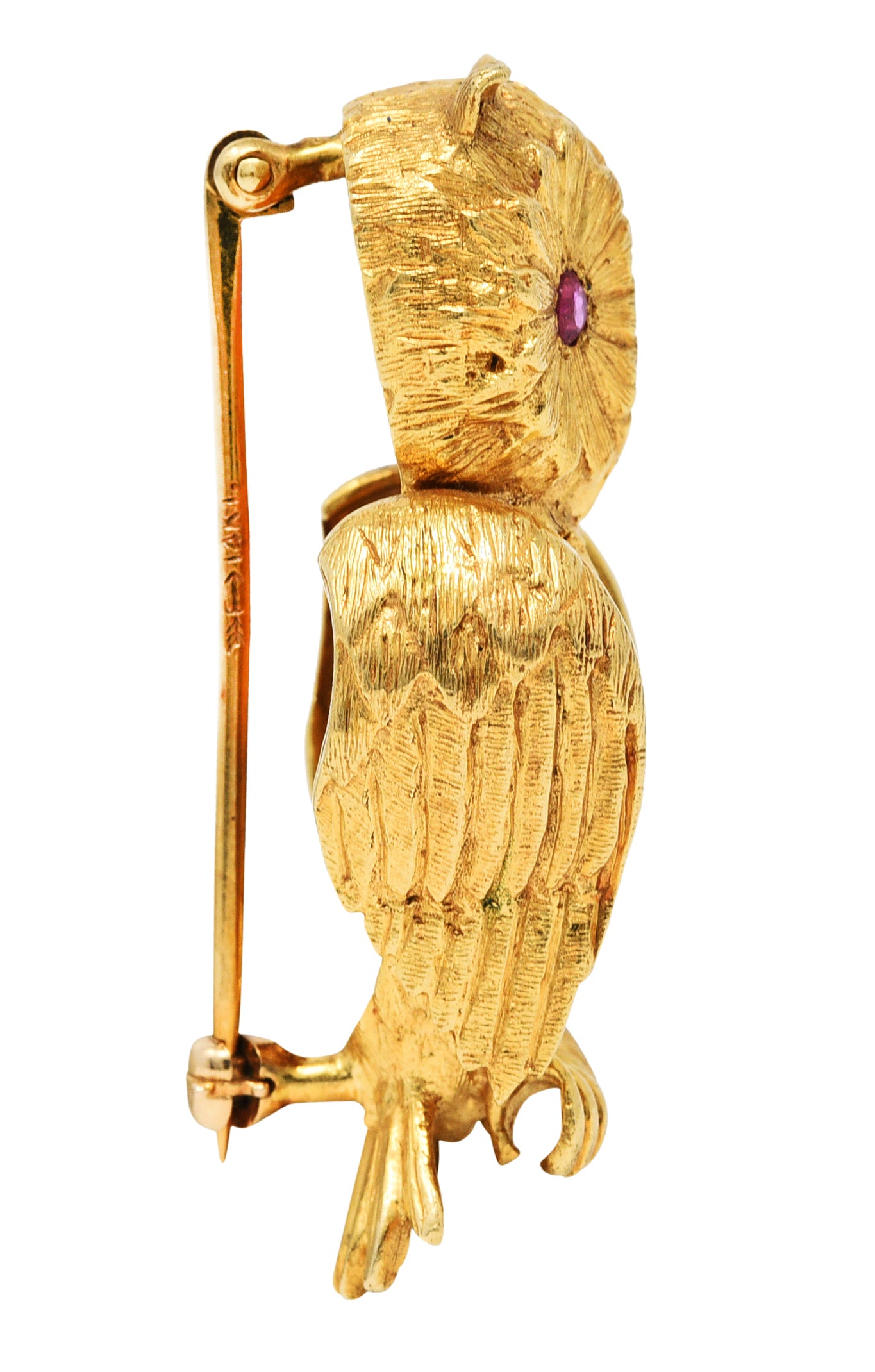 1960's Vintage Ruby 14 Karat Yellow Gold Owl BroochBrooch - Wilson's Estate Jewelry