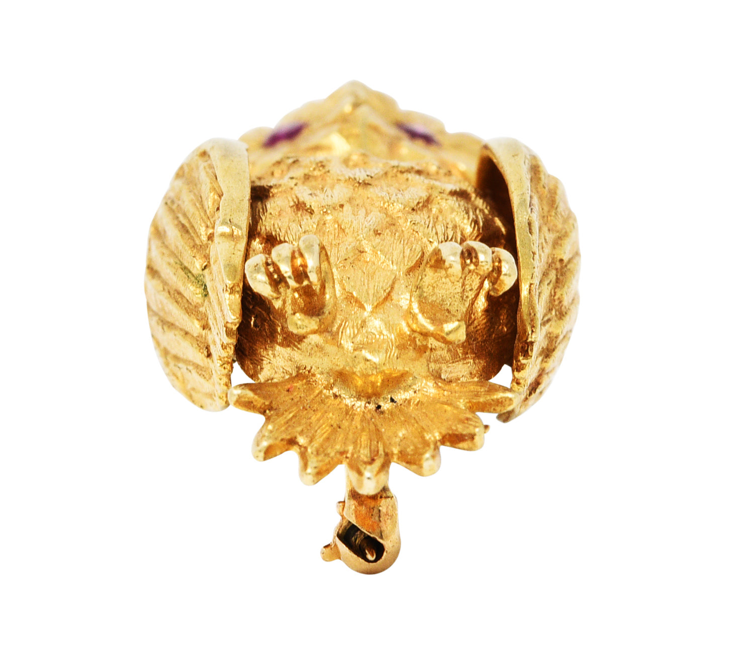 1960's Vintage Ruby 14 Karat Yellow Gold Owl BroochBrooch - Wilson's Estate Jewelry