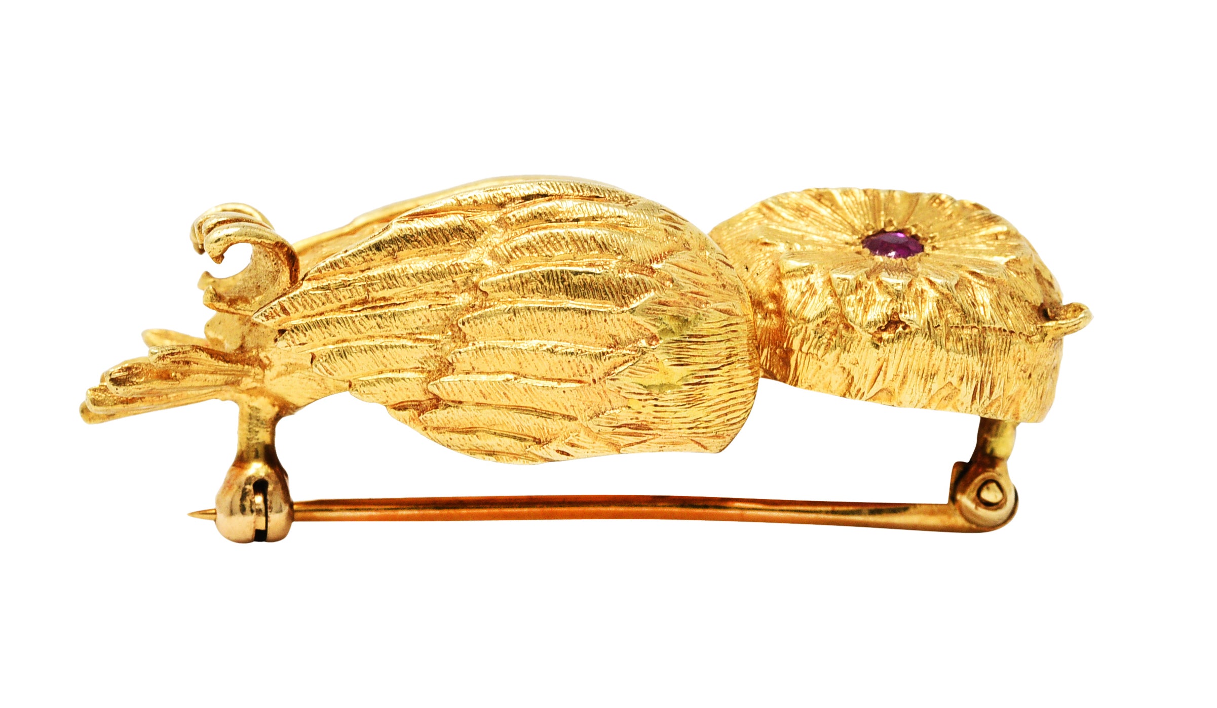 1960's Vintage Ruby 14 Karat Yellow Gold Owl BroochBrooch - Wilson's Estate Jewelry