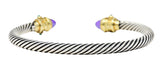 1990's David Yurman Amethyst Chrysoprase 14 Karat Gold Sterling Silver Renaissance Cuff Braceletbracelet - Wilson's Estate Jewelry
