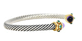 1990's David Yurman Amethyst Chrysoprase 14 Karat Gold Sterling Silver Renaissance Cuff Braceletbracelet - Wilson's Estate Jewelry