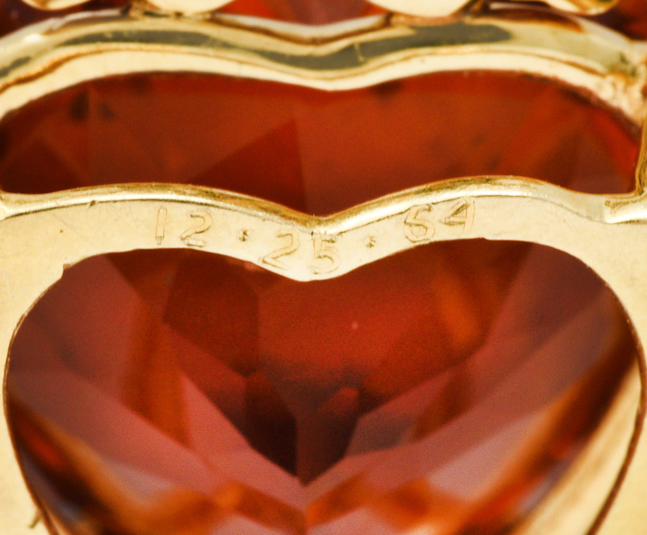 1964 Felger Inc. Citrine Diamond Platinum 18 Karat Gold Heart PendantNecklace - Wilson's Estate Jewelry