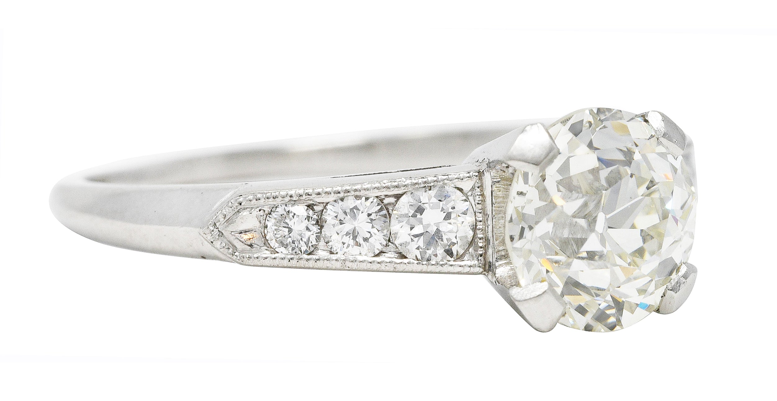 Art Deco 1.51 CTW Old European Cut Diamond Platinum Engagement Ring GIA Wilson's Estate Jewelry